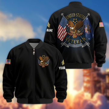 Premium Custom US Veteran Bomber Jacket VPVC803707, Gifts For US Veteran, Gifts On Father's Day, Veterans Day.
