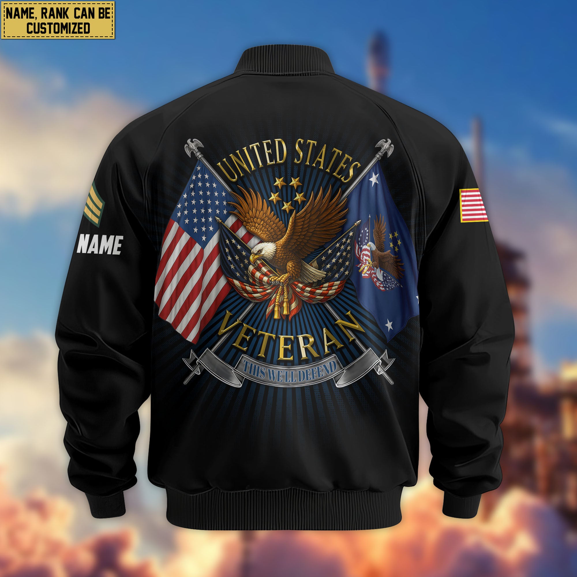 Premium Custom US Veteran Bomber Jacket VPVC803707, Gifts For US Veteran, Gifts On Father's Day, Veterans Day.