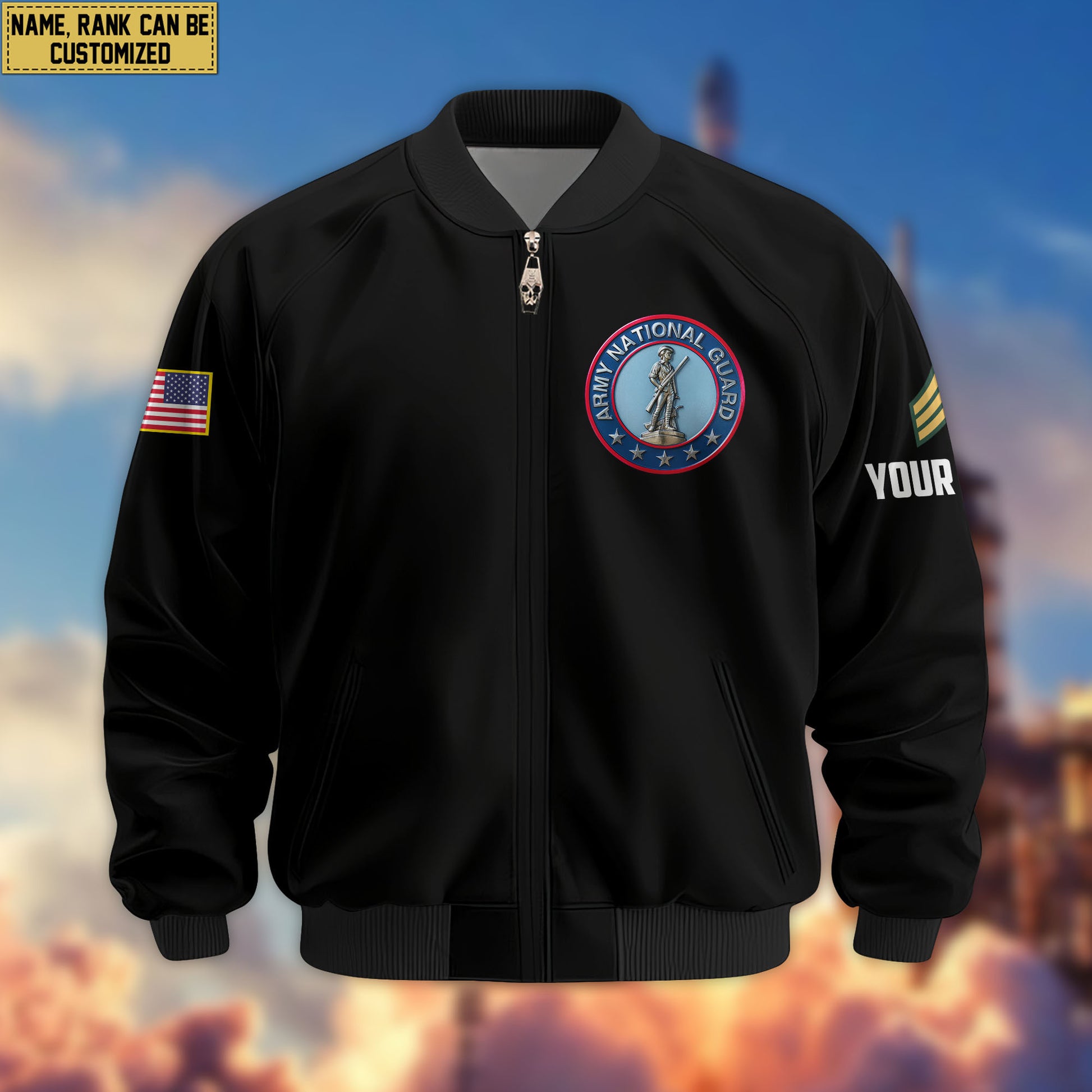 Premium Custom US Army National Guard Veteran Bomber Jacket VPVC803708, Gifts For Army National Guard Veteran, Gifts On Father's Day, Veterans Day.