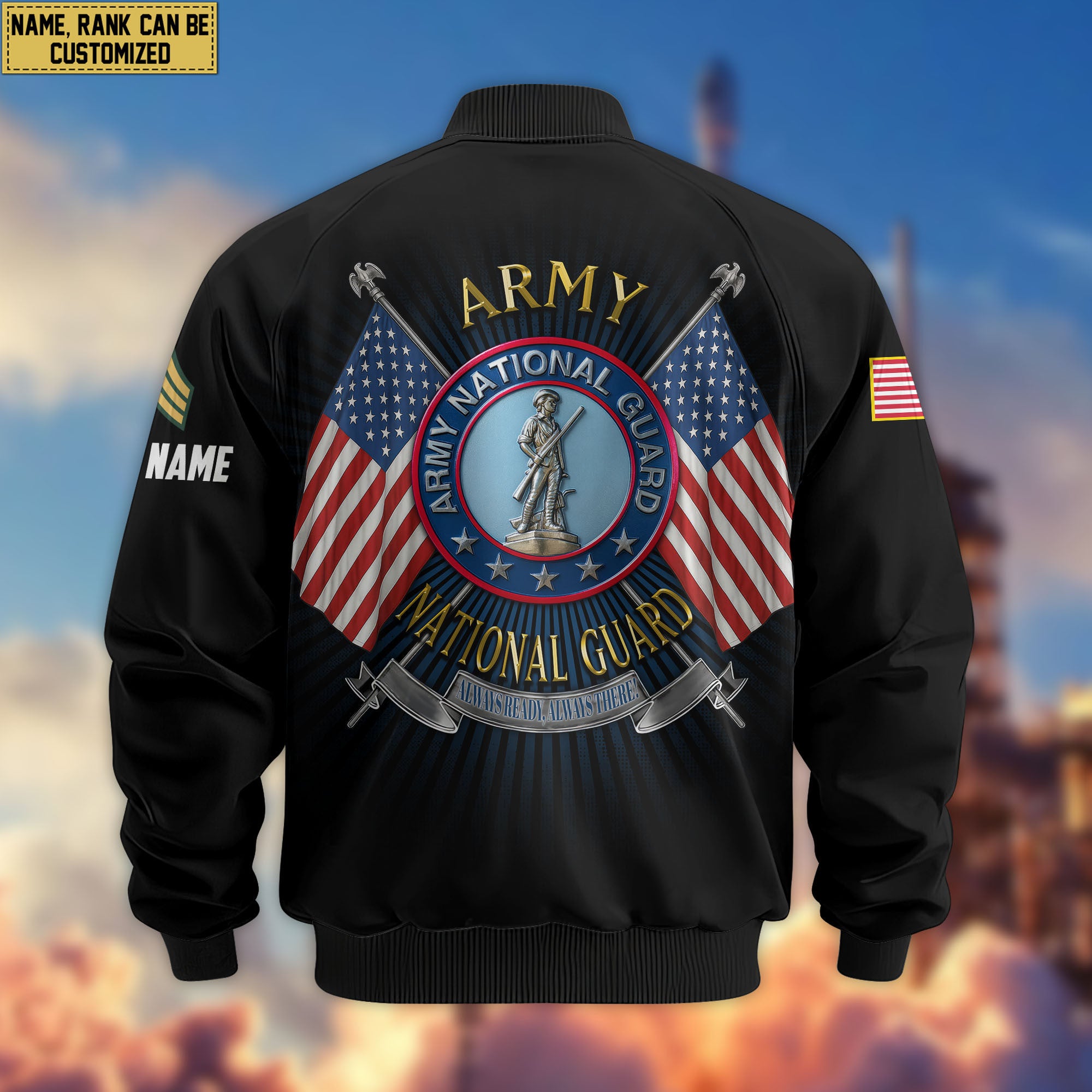 Premium Custom US Army National Guard Veteran Bomber Jacket VPVC803708, Gifts For Army National Guard Veteran, Gifts On Father's Day, Veterans Day.