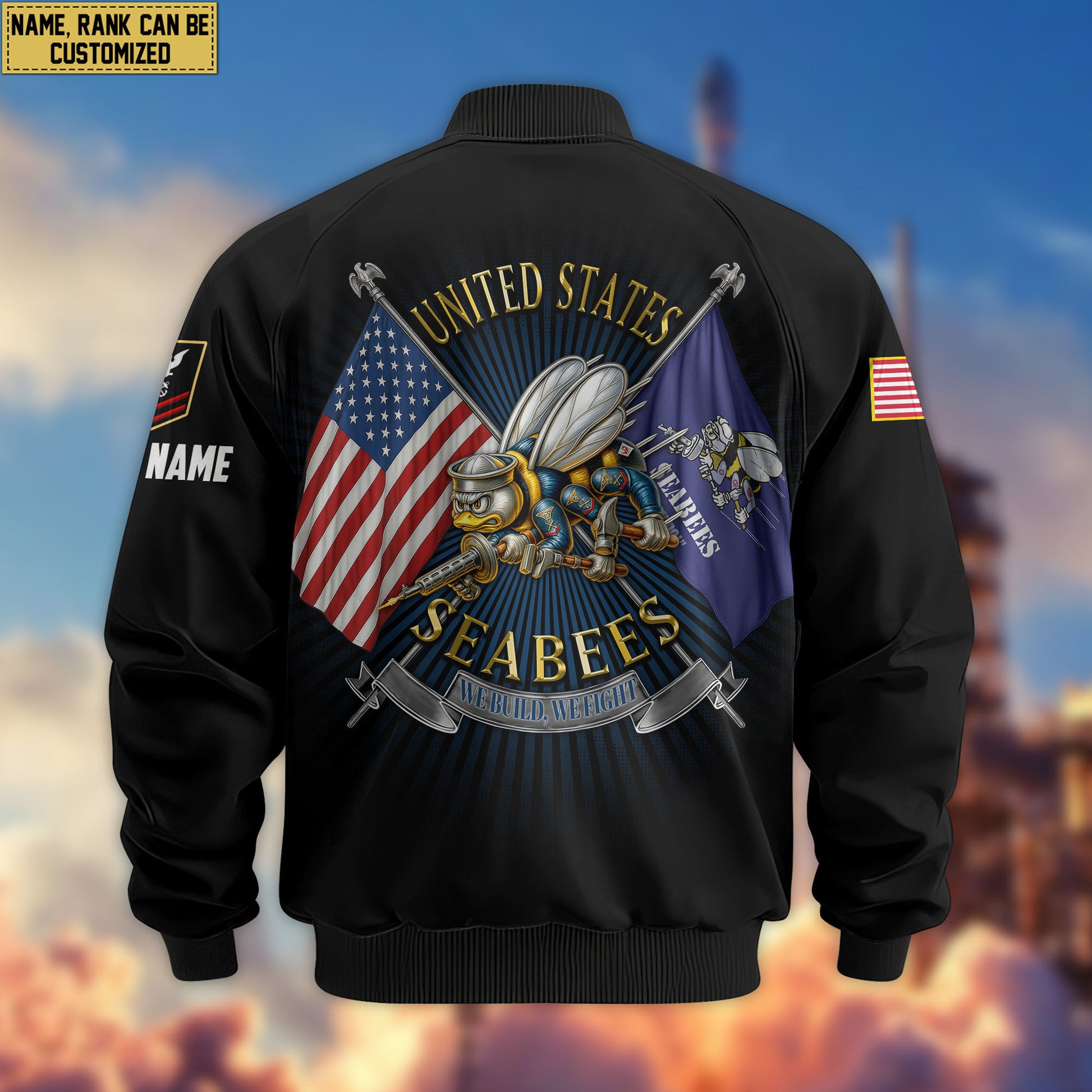 Premium Custom US Seabees Bomber Jacket VPVC803709, Gifts For Seabees Veteran, Gifts On Father's Day, Veterans Day.