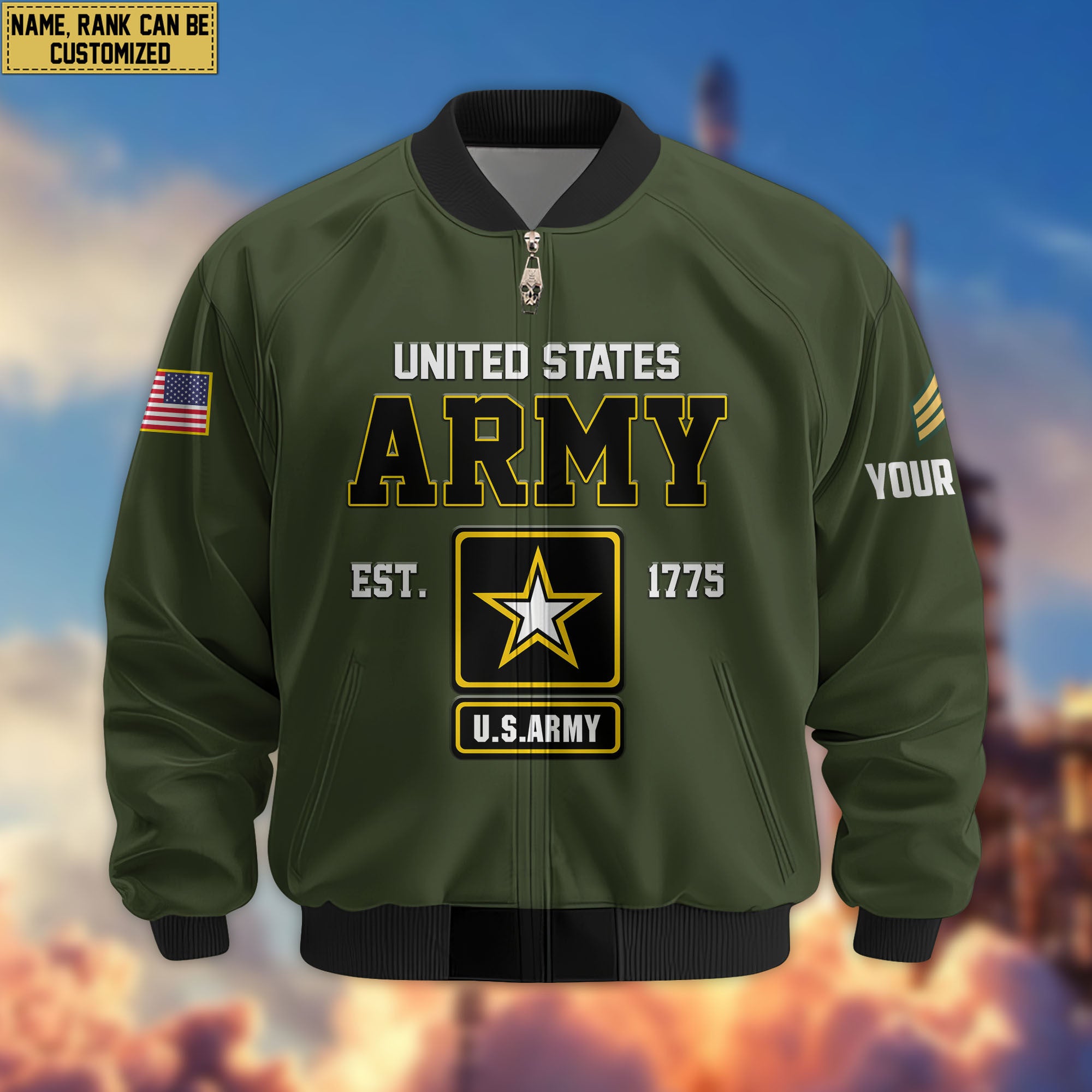 Premium Custom US Army Veteran Bomber Jacket VPVC804001, Gifts For US Army Veteran, Gifts On Father's Day, Veterans Day.