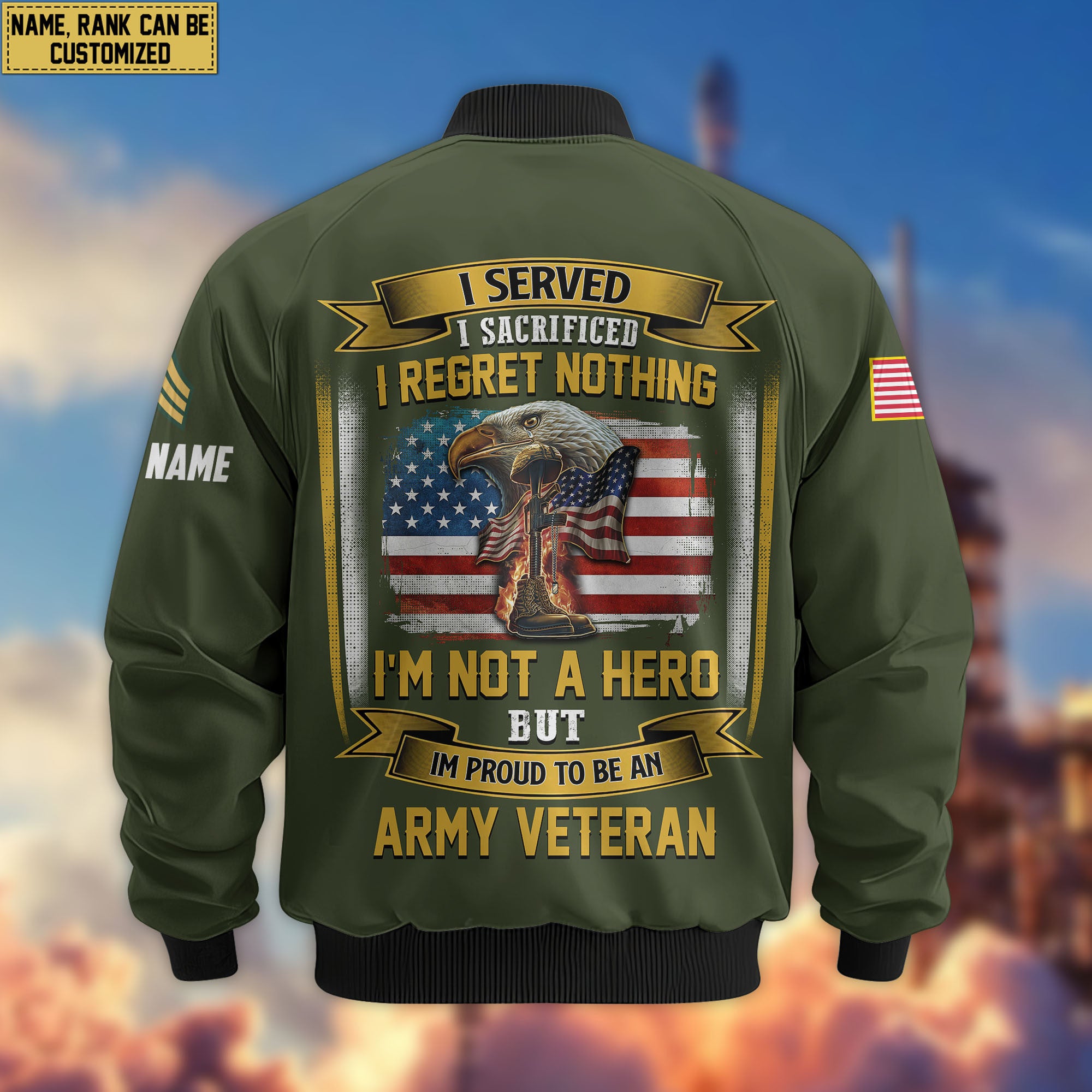 Premium Custom US Army Veteran Bomber Jacket VPVC804001, Gifts For US Army Veteran, Gifts On Father's Day, Veterans Day.