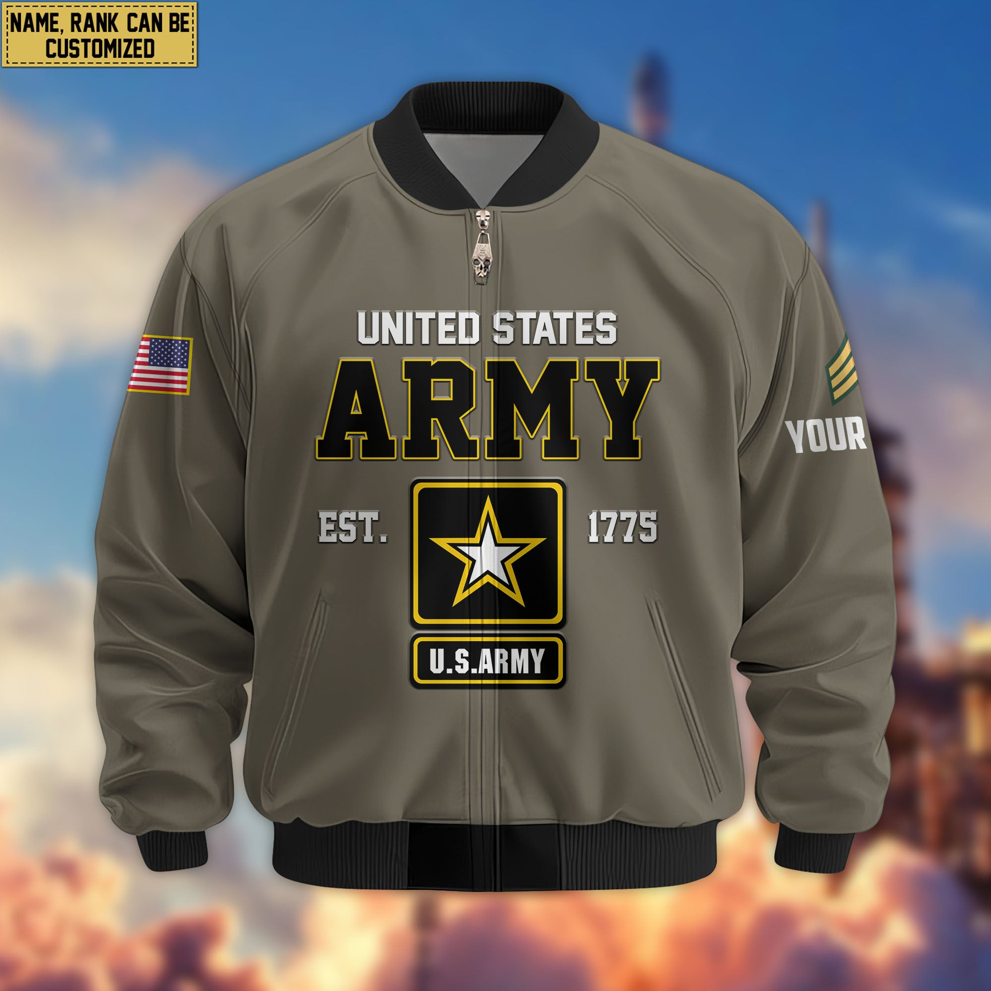 Premium Custom US Army Veteran Bomber Jacket VPVC804010, Gifts For US Army Veteran, Gifts On Father's Day, Veterans Day.