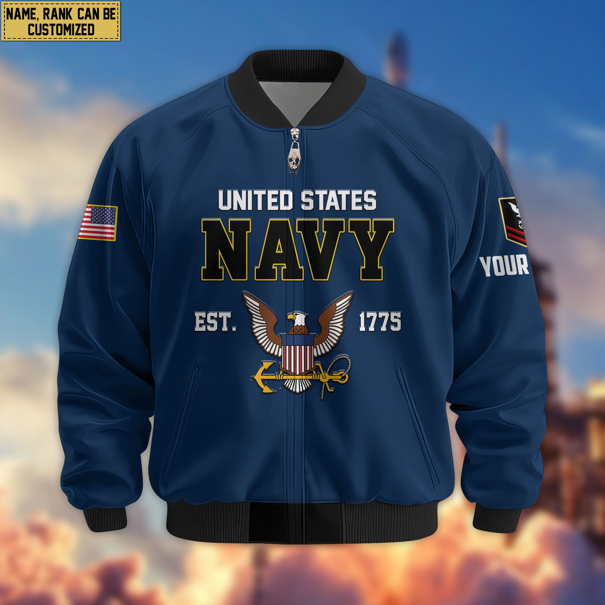 Premium Custom US Navy Veteran Bomber Jacket VPVC804002, Gifts For US Navy Veteran, Gifts On Father's Day, Veterans Day.