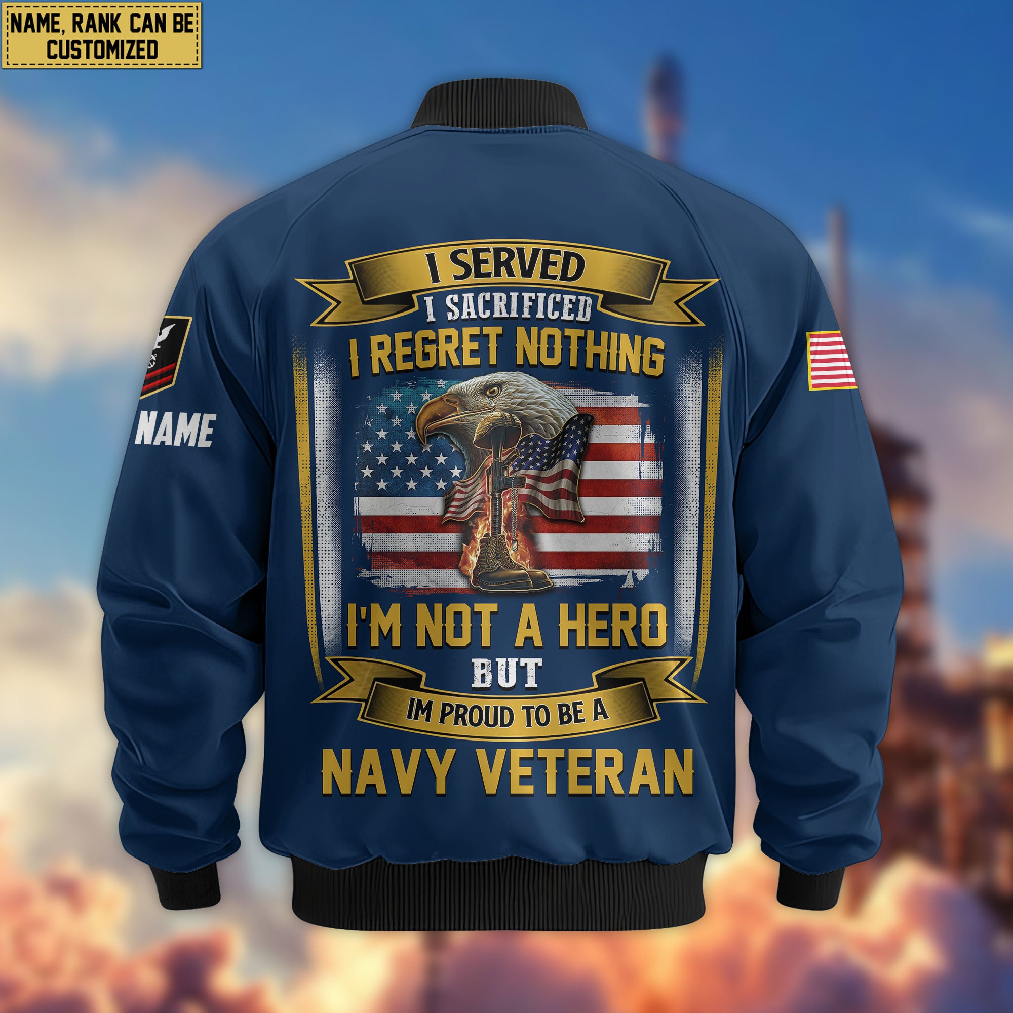 Premium Custom US Navy Veteran Bomber Jacket VPVC804002, Gifts For US Navy Veteran, Gifts On Father's Day, Veterans Day.