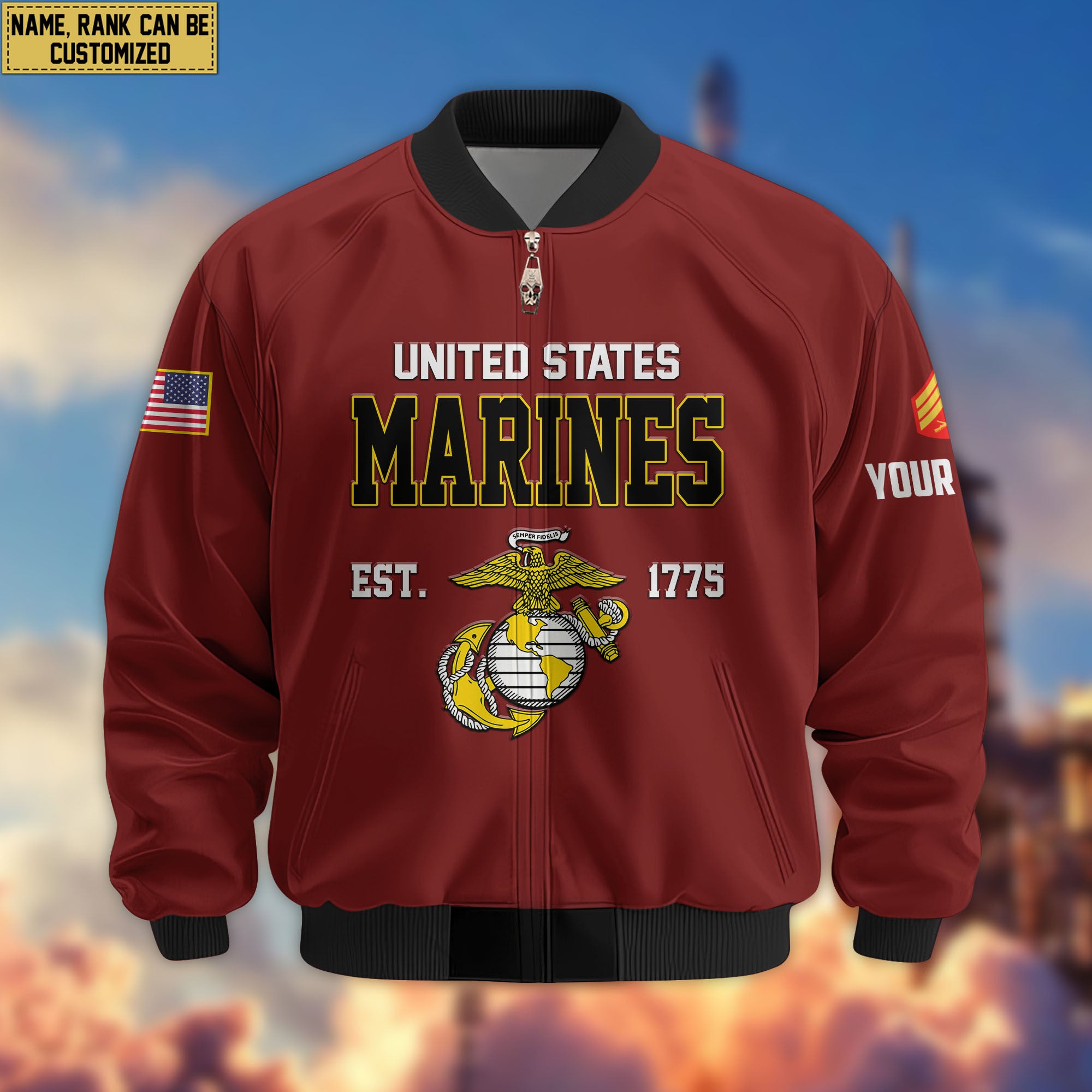 Premium Custom USMC Veteran Bomber Jacket VPVC804003, Gifts For US Marine Veteran, Gifts On Father's Day, Veterans Day.
