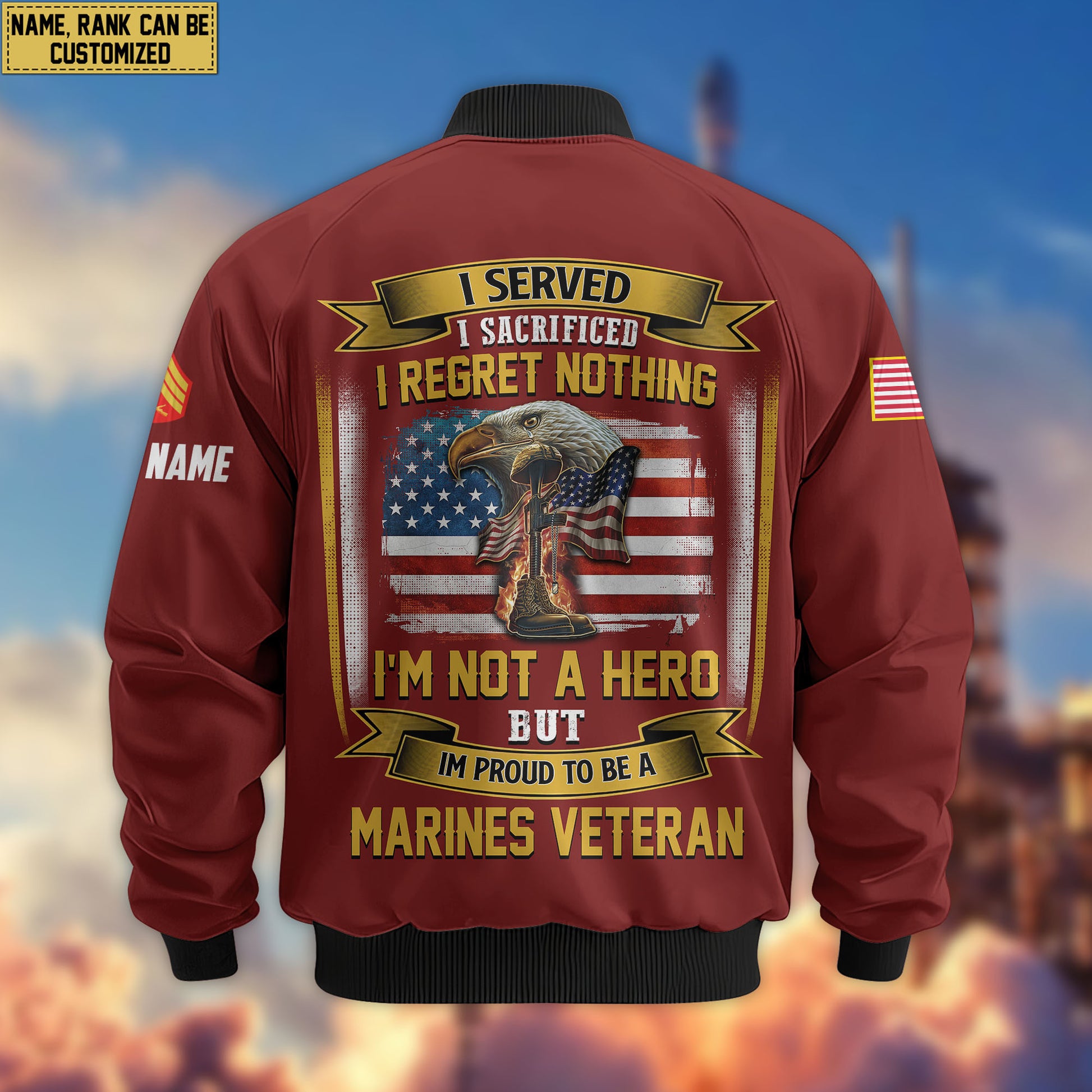 Premium Custom USMC Veteran Bomber Jacket VPVC804003, Gifts For US Marine Veteran, Gifts On Father's Day, Veterans Day.