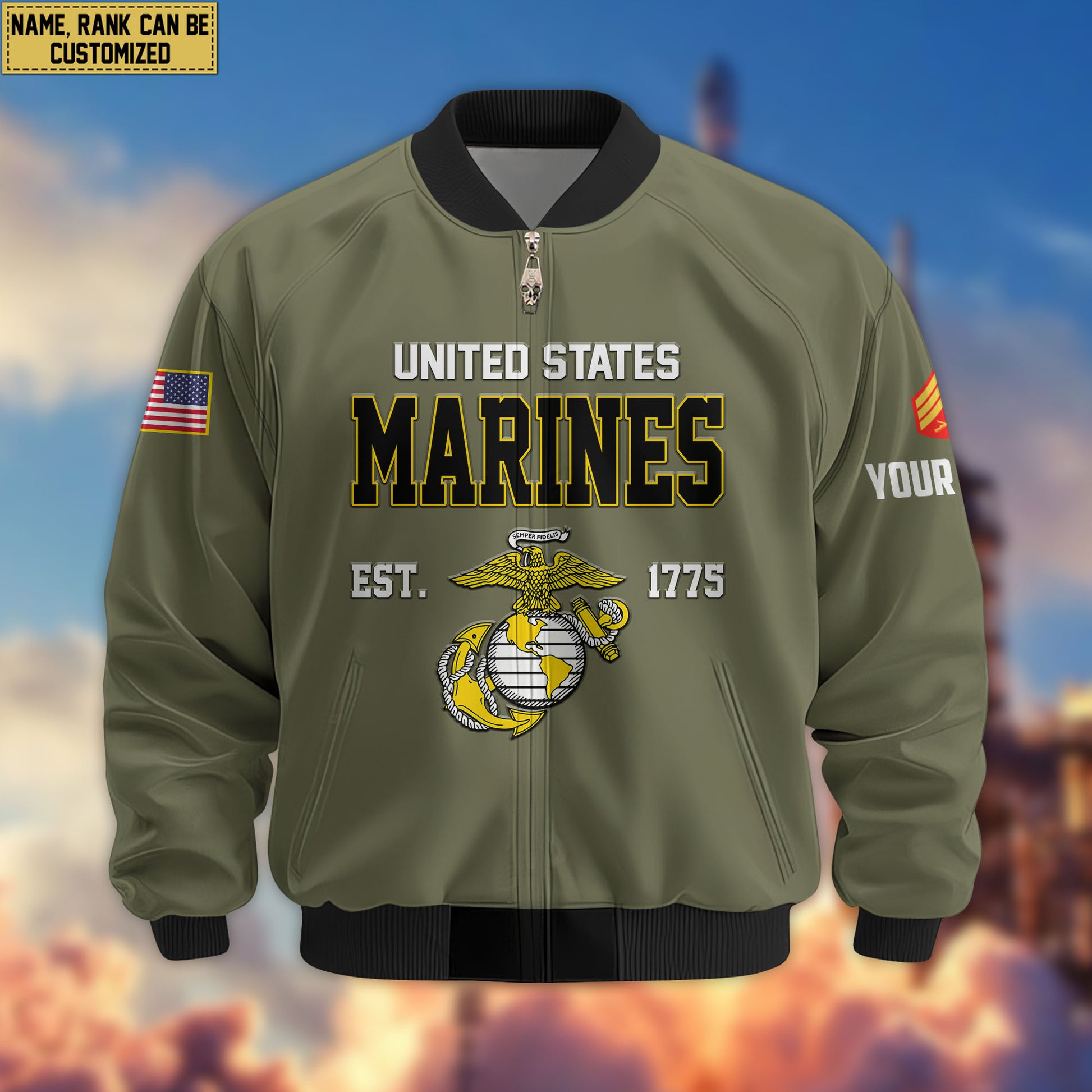 Premium Custom USMC Veteran Bomber Jacket VPVC804011, Gifts For US Marine Veteran, Gifts On Father's Day, Veterans Day.