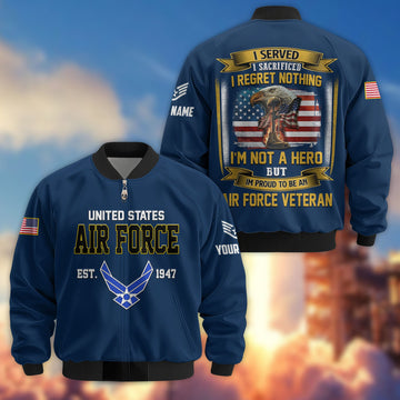 Premium Custom USAF Veteran Bomber Jacket VPVC804004, Gifts For US Air Force Veteran, Gifts On Father's Day, Veterans Day.