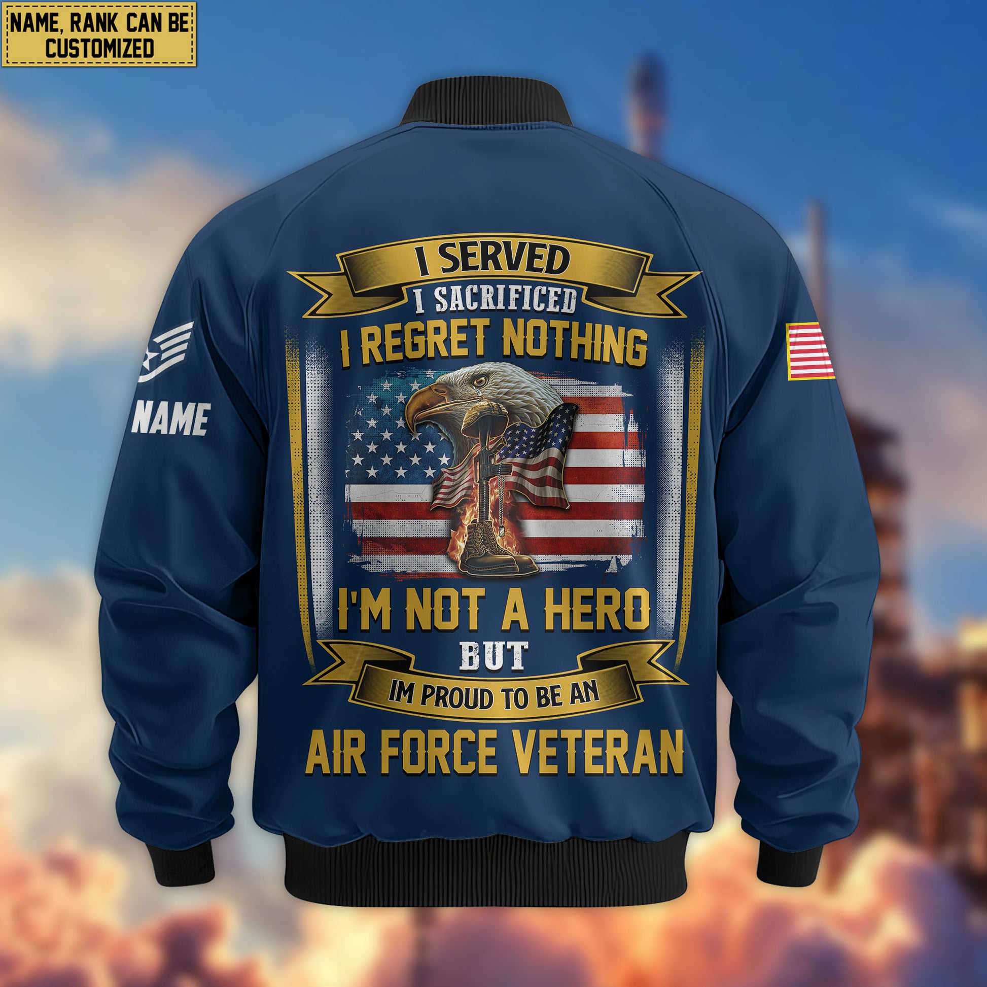 Premium Custom USAF Veteran Bomber Jacket VPVC804004, Gifts For US Air Force Veteran, Gifts On Father's Day, Veterans Day.