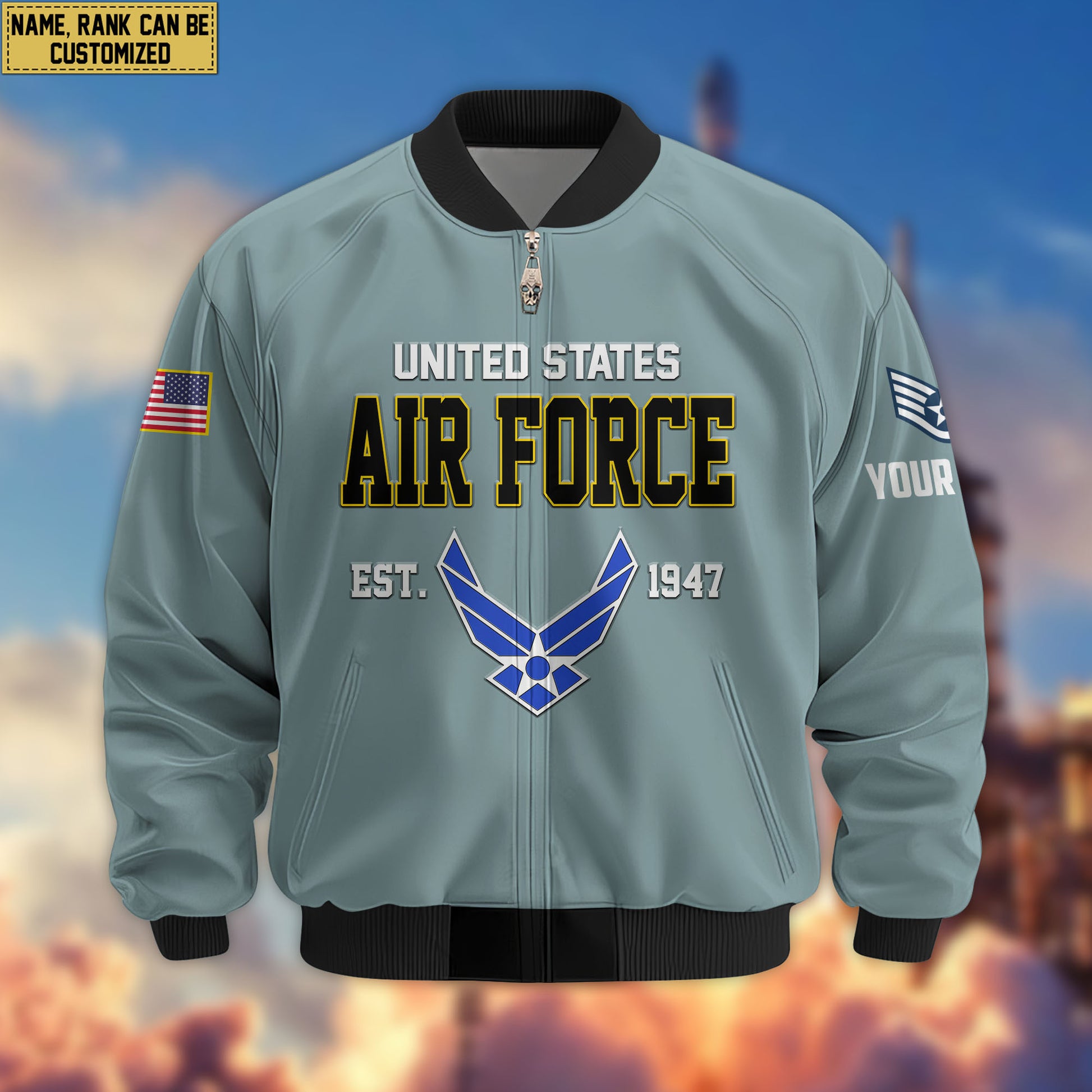 Premium Custom USAF Veteran Bomber Jacket VPVC804012, Gifts For US Air Force Veteran, Gifts On Father's Day, Veterans Day.