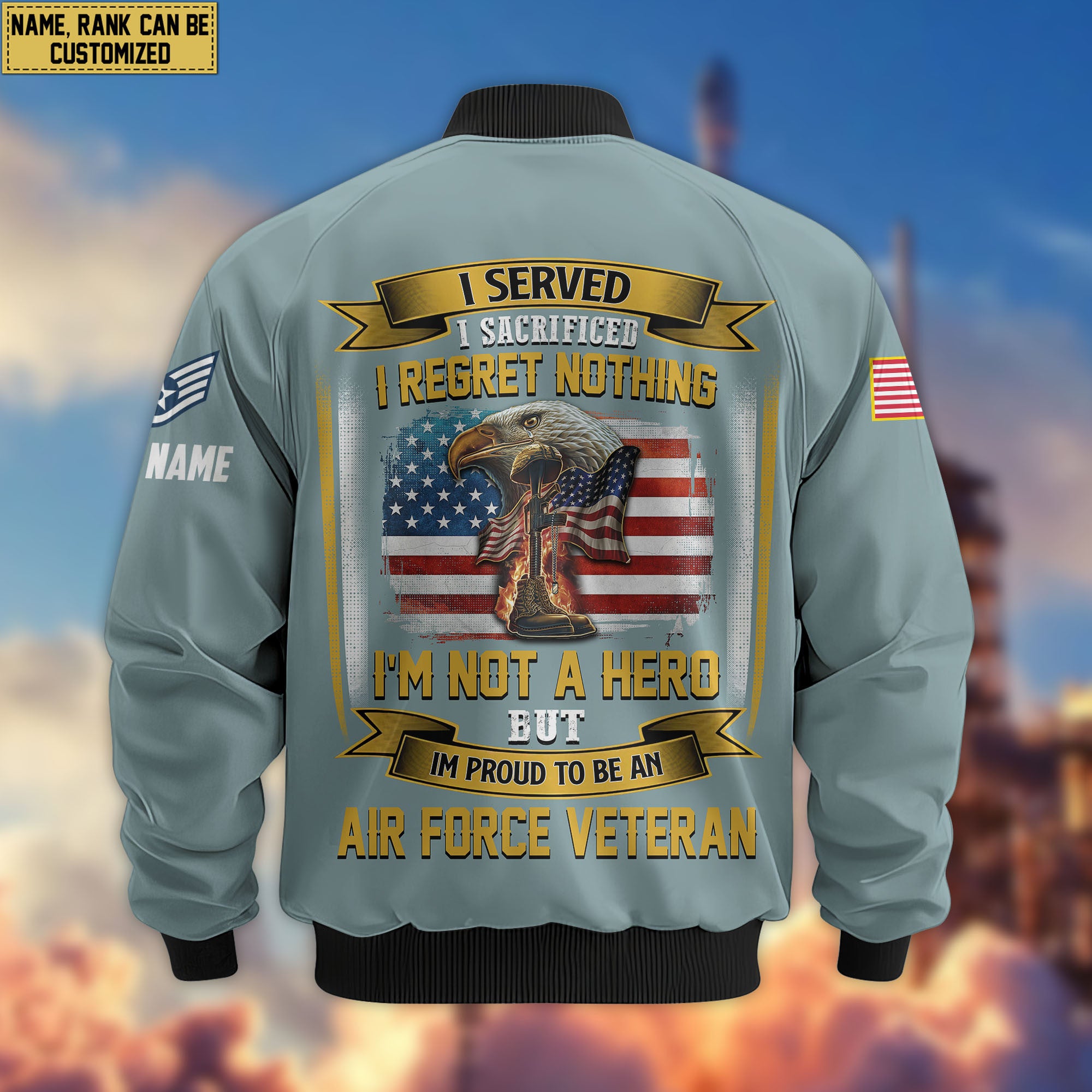 Premium Custom USAF Veteran Bomber Jacket VPVC804012, Gifts For US Air Force Veteran, Gifts On Father's Day, Veterans Day.