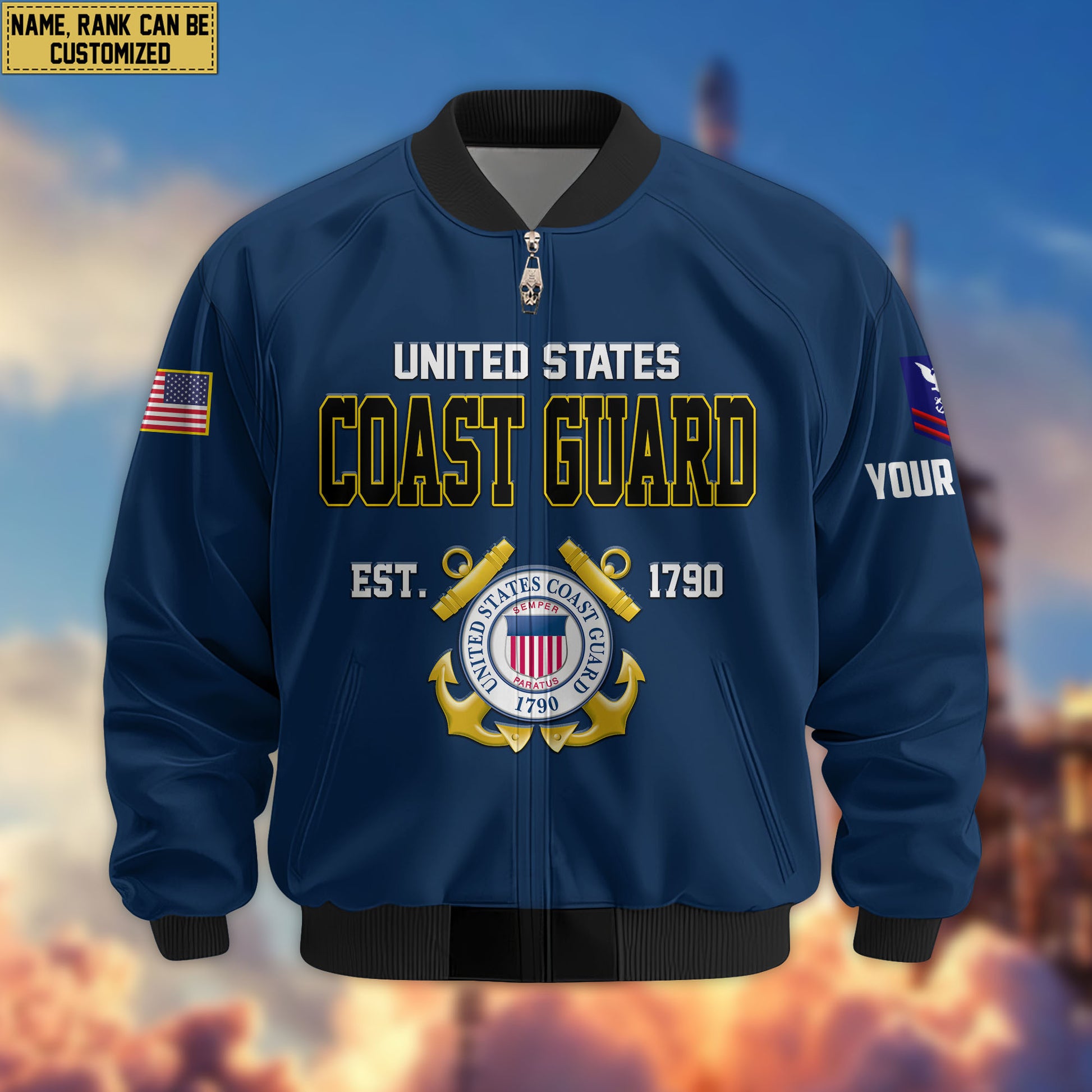 Premium Custom USCG Veteran Bomber Jacket VPVC804005, Gifts For Coast Guard Veteran, Gifts On Father's Day, Veterans Day.