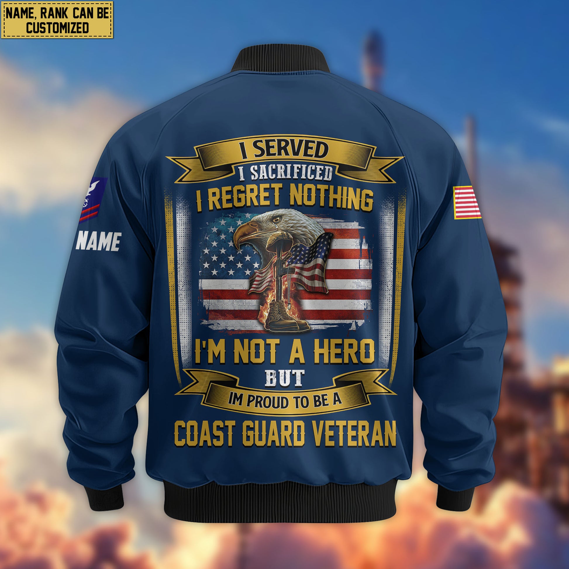 Premium Custom USCG Veteran Bomber Jacket VPVC804005, Gifts For Coast Guard Veteran, Gifts On Father's Day, Veterans Day.