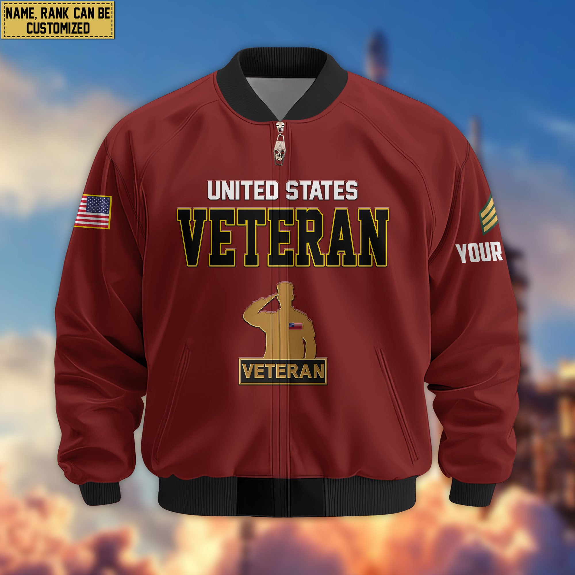 Premium Custom US Veteran Bomber Jacket VPVC804007, Gifts For US Veteran, Gifts On Father's Day, Veterans Day.
