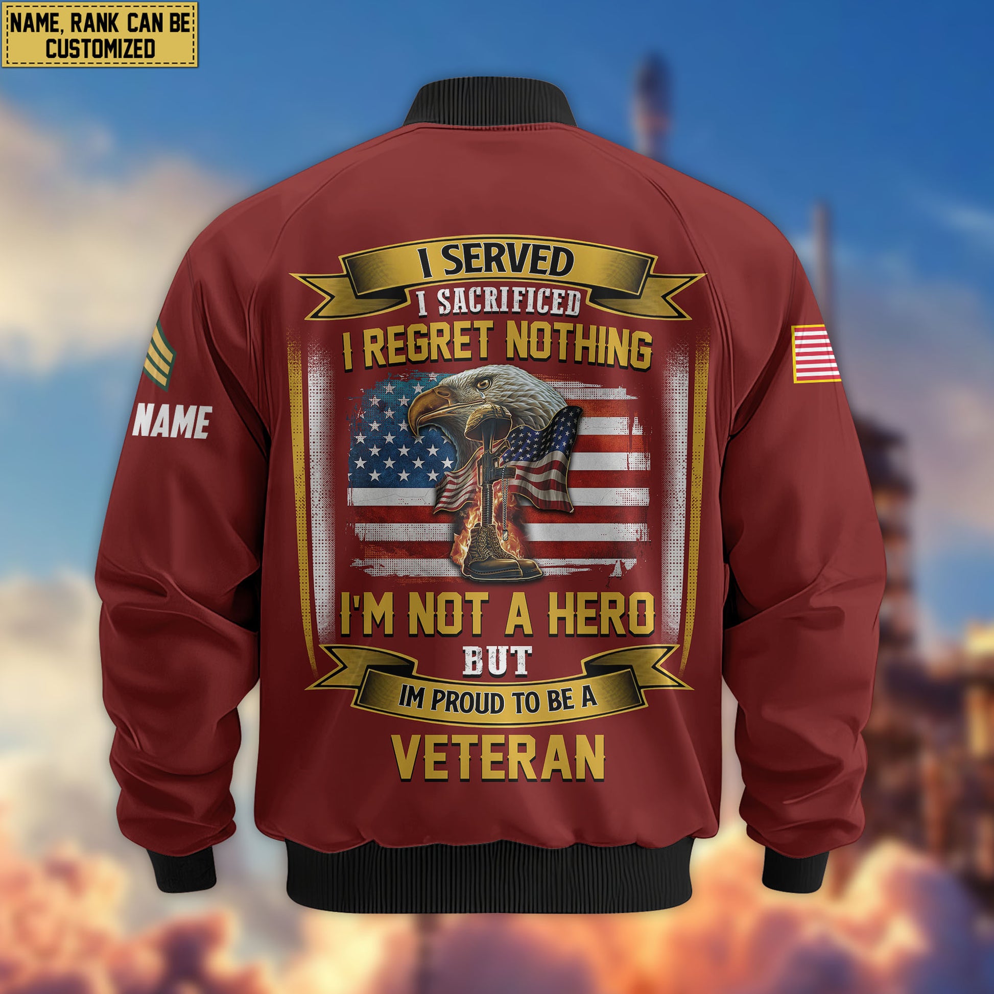 Premium Custom US Veteran Bomber Jacket VPVC804007, Gifts For US Veteran, Gifts On Father's Day, Veterans Day.