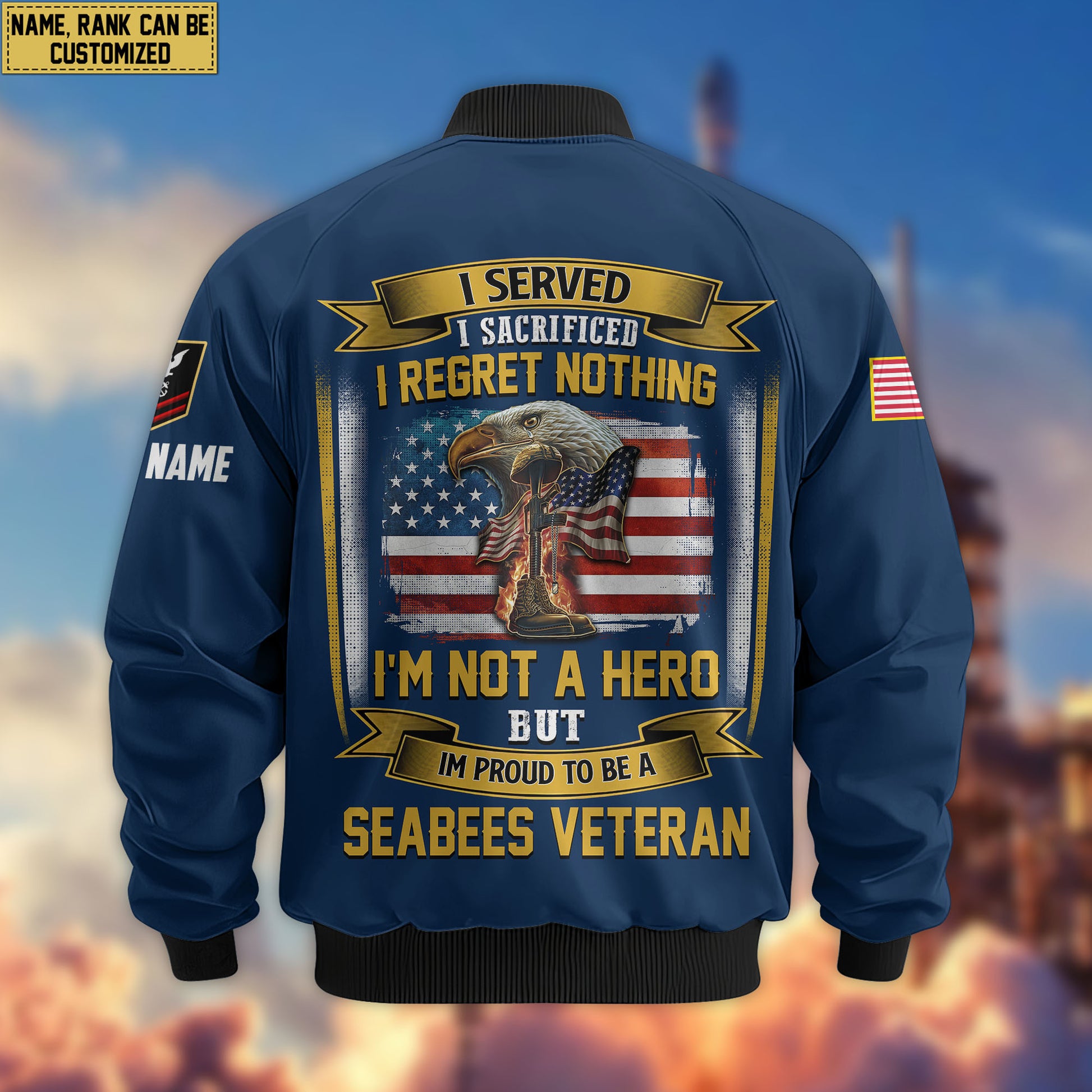 Premium Custom US Seabees Bomber Jacket VPVC804009, Gifts For Seabees Veteran, Gifts On Father's Day, Veterans Day.