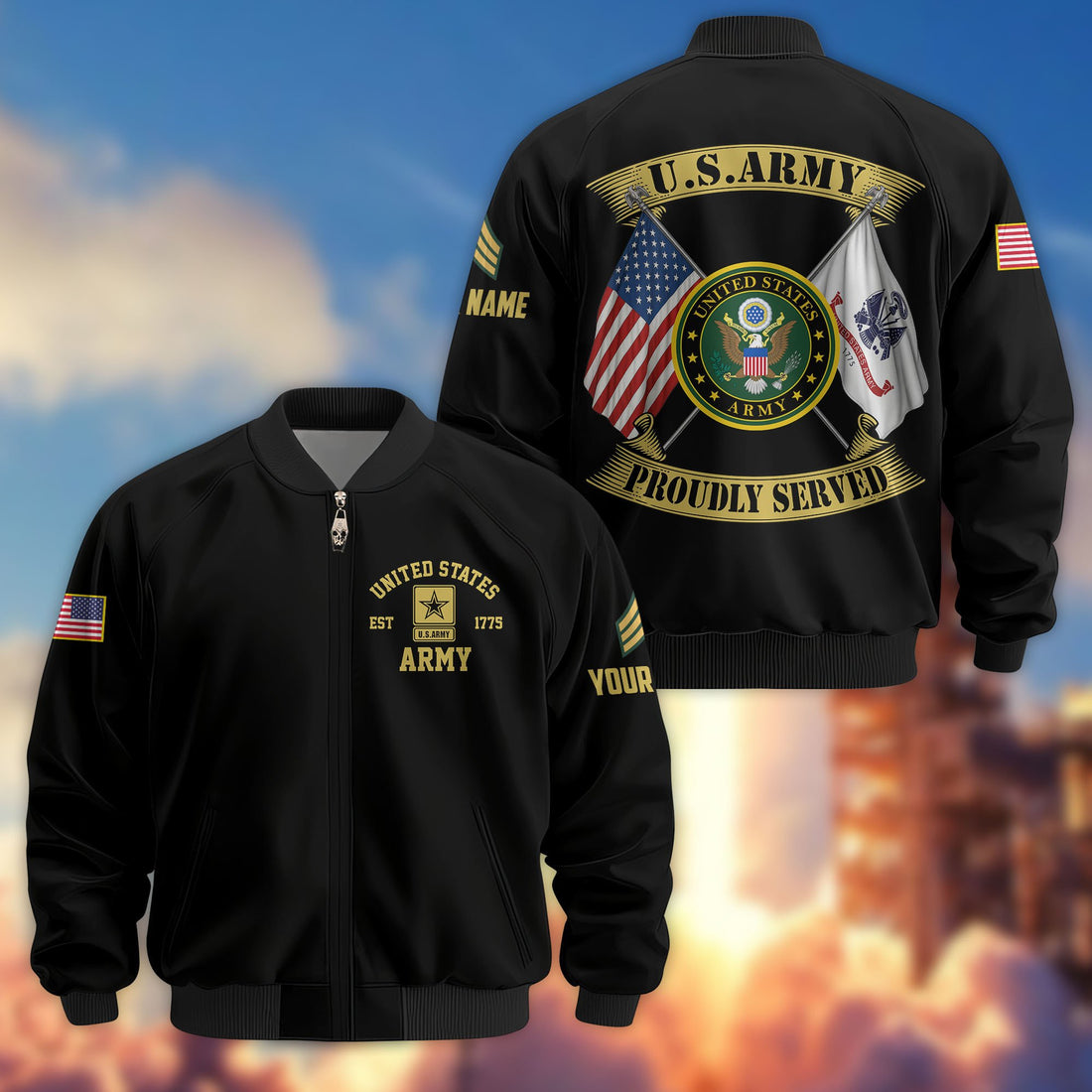 Premium Custom US Army Veteran Bomber Jacket VPVC804101, Gifts For US Army Veteran, Gifts On Father's Day, Veterans Day.