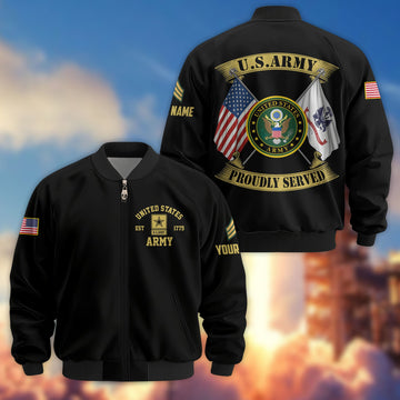 Premium Custom US Army Veteran Bomber Jacket VPVC804101, Gifts For US Army Veteran, Gifts On Father's Day, Veterans Day.