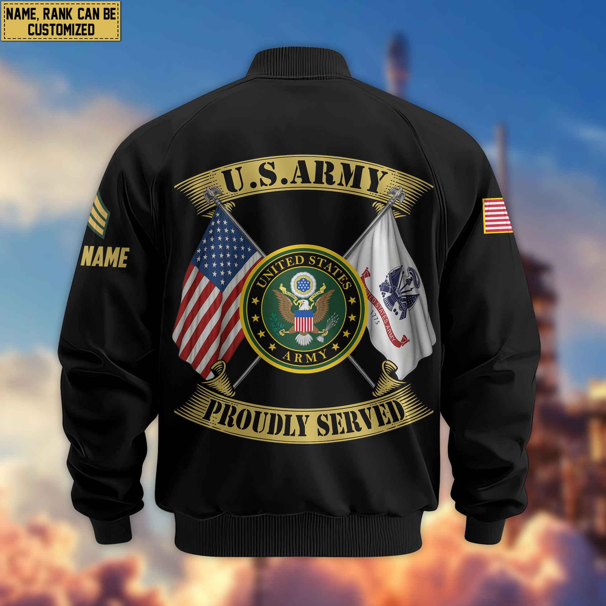 Premium Custom US Army Veteran Bomber Jacket VPVC804101, Gifts For US Army Veteran, Gifts On Father's Day, Veterans Day.
