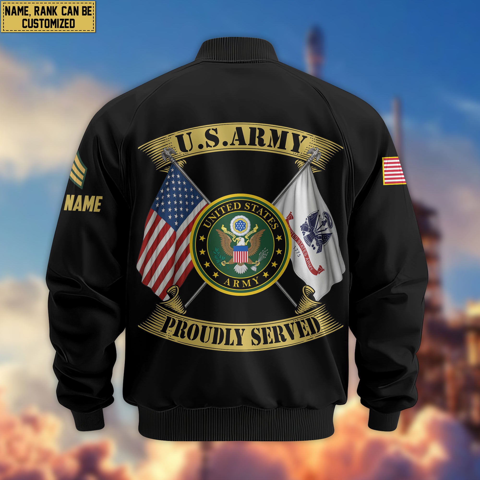 Premium Custom US Army Veteran Bomber Jacket VPVC804101, Gifts For US Army Veteran, Gifts On Father's Day, Veterans Day.