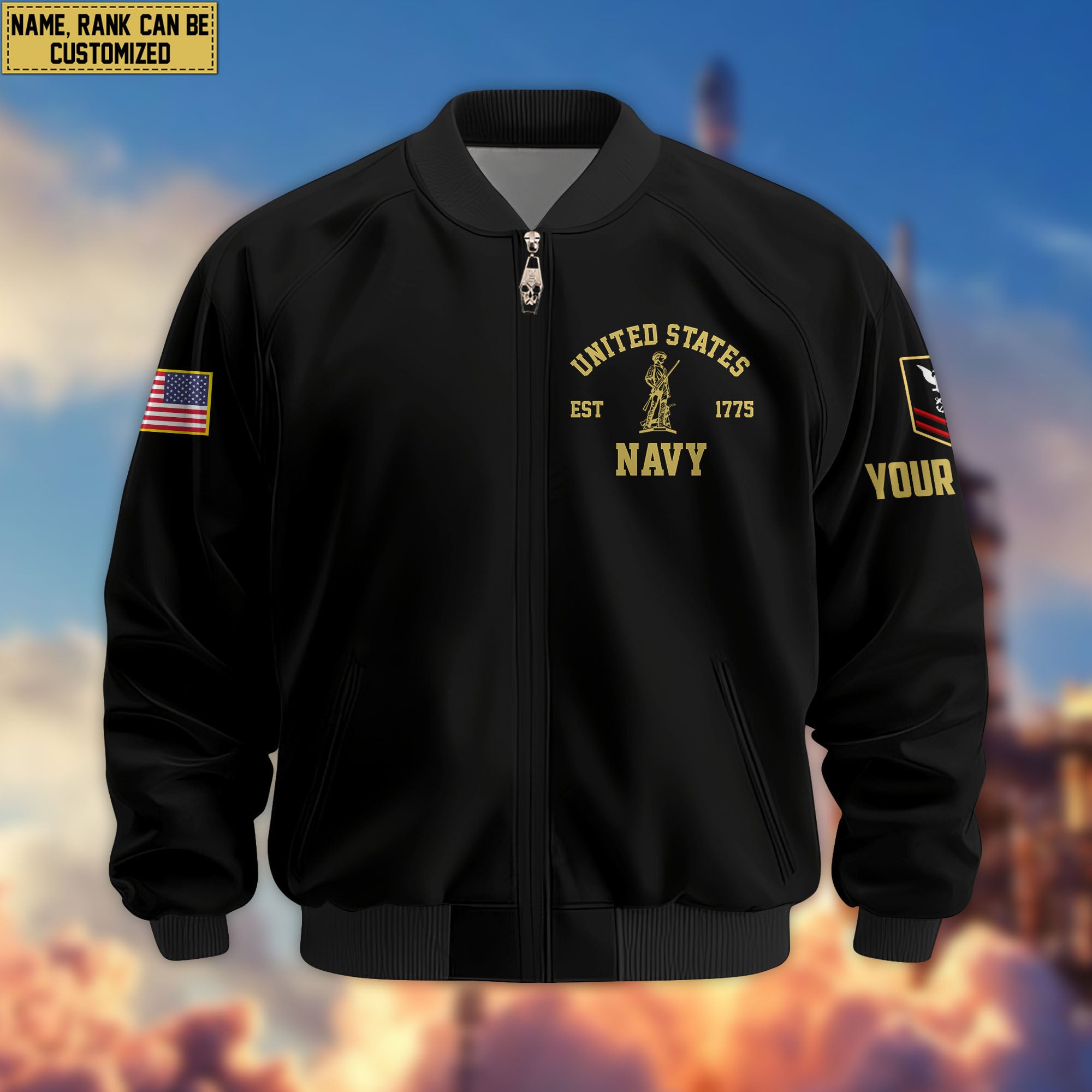 Premium Custom US Navy Veteran Bomber Jacket VPVC804102, Gifts For US Navy Veteran, Gifts On Father's Day, Veterans Day.