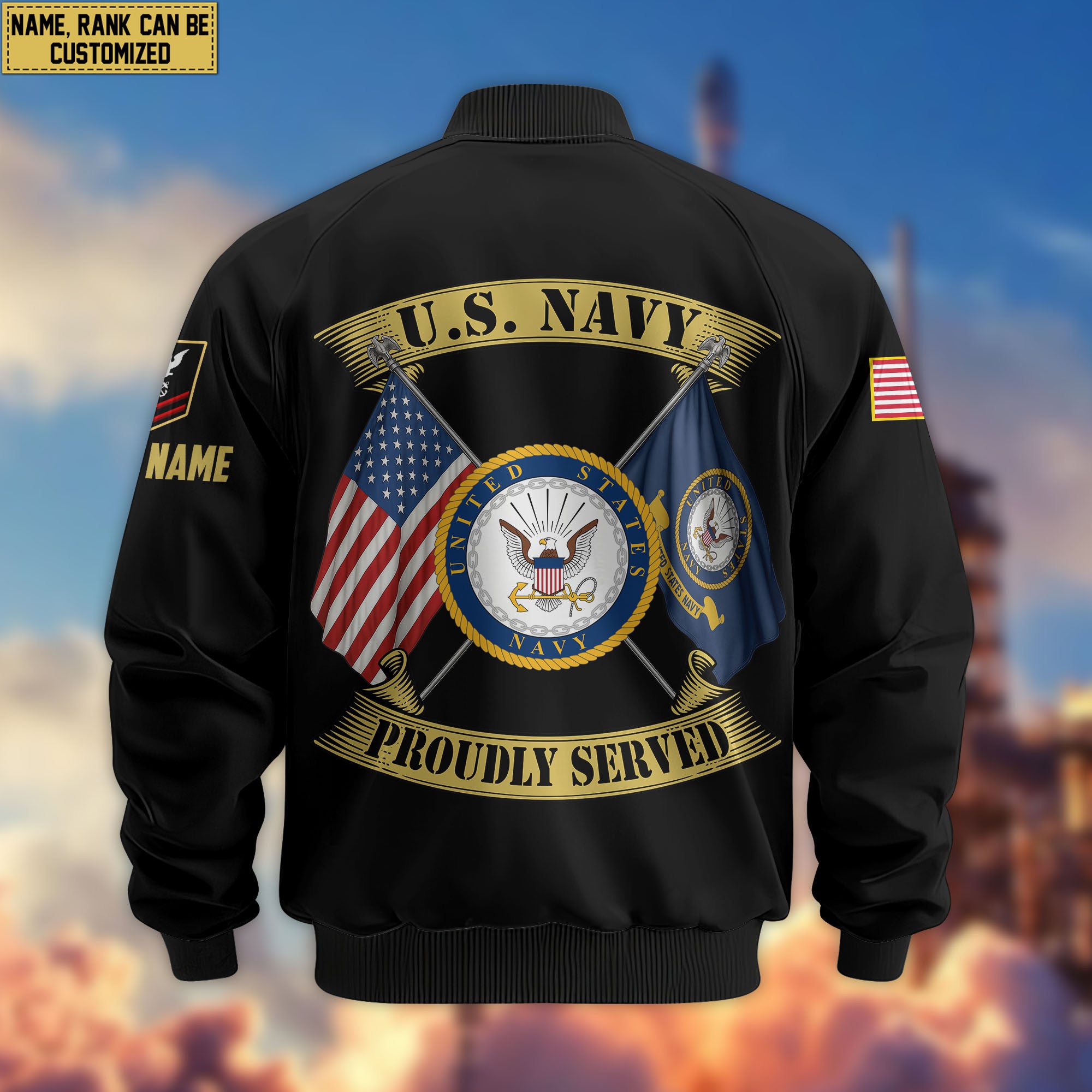 Premium Custom US Navy Veteran Bomber Jacket VPVC804102, Gifts For US Navy Veteran, Gifts On Father's Day, Veterans Day.