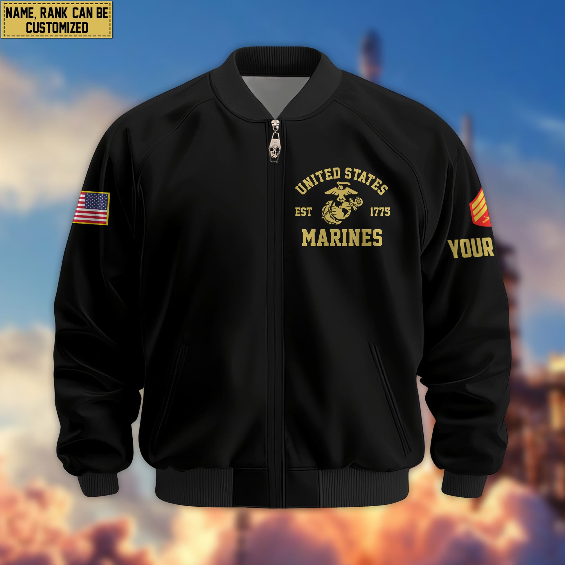 Premium Custom USMC Veteran Bomber Jacket VPVC804103, Gifts For US Marine Veteran, Gifts On Father's Day, Veterans Day.