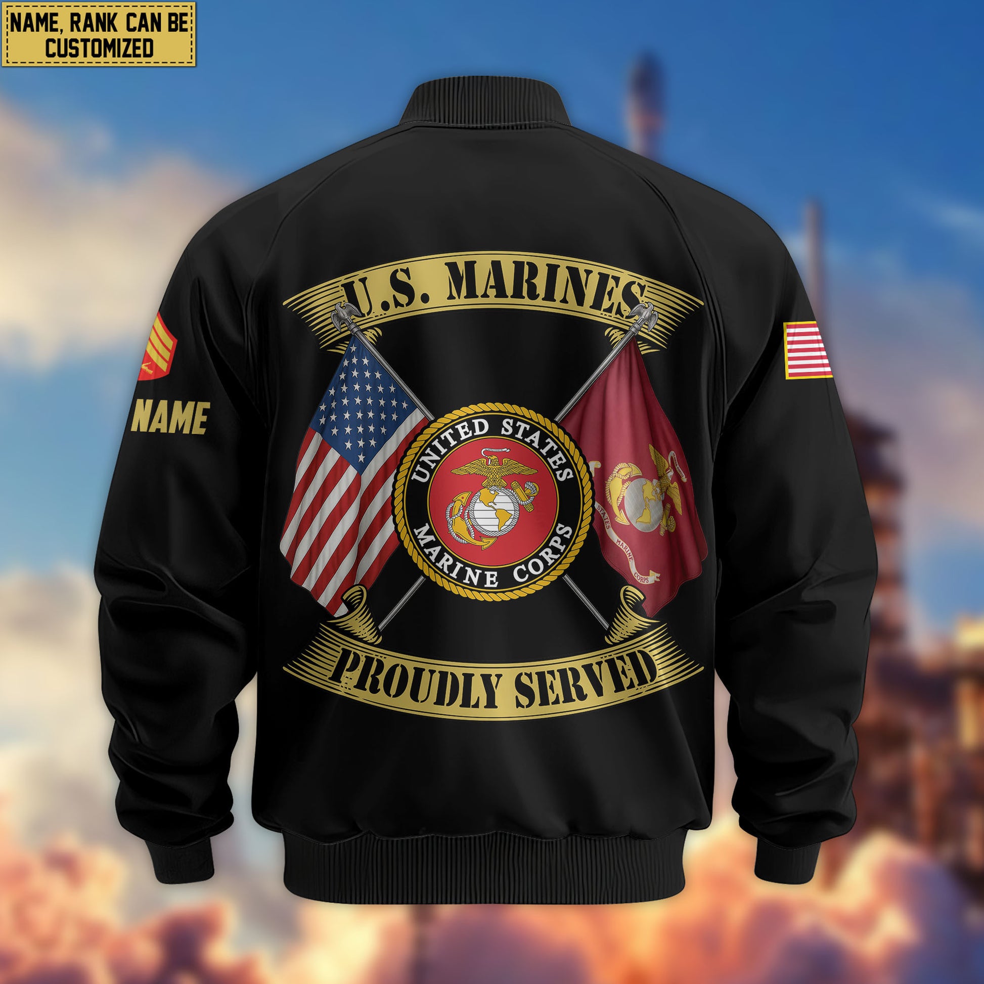 Premium Custom USMC Veteran Bomber Jacket VPVC804103, Gifts For US Marine Veteran, Gifts On Father's Day, Veterans Day.