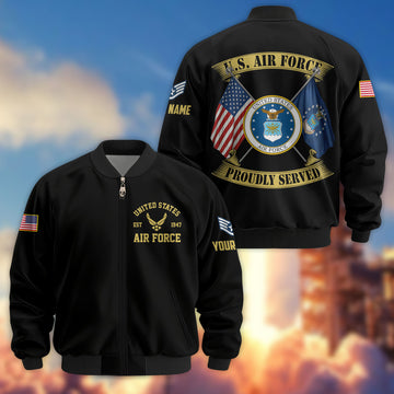 Premium Custom USAF Veteran Bomber Jacket VPVC804104, Gifts For US Air Force Veteran, Gifts On Father's Day, Veterans Day.