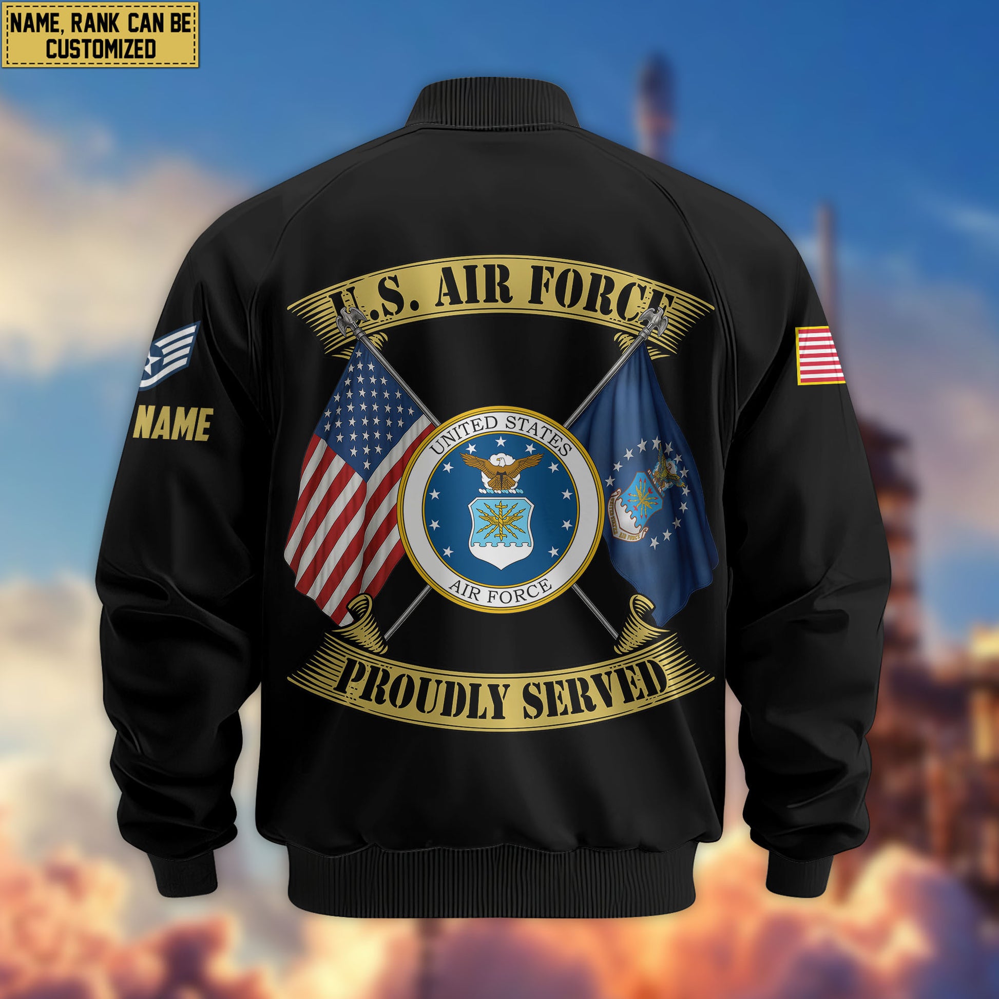 Premium Custom USAF Veteran Bomber Jacket VPVC804104, Gifts For US Air Force Veteran, Gifts On Father's Day, Veterans Day.