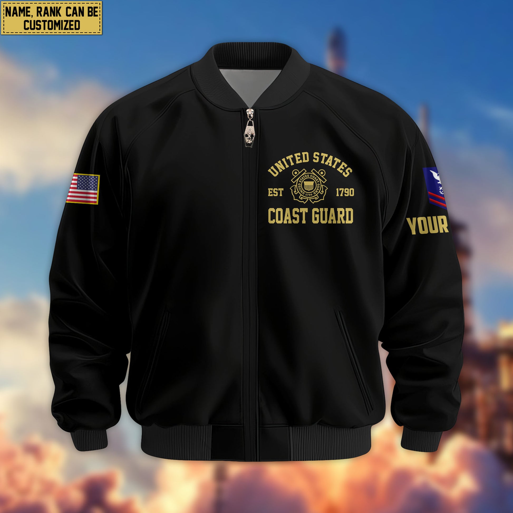 Premium Custom USCG Veteran Bomber Jacket VPVC804105, Gifts For Coast Guard Veteran, Gifts On Father's Day, Veterans Day.