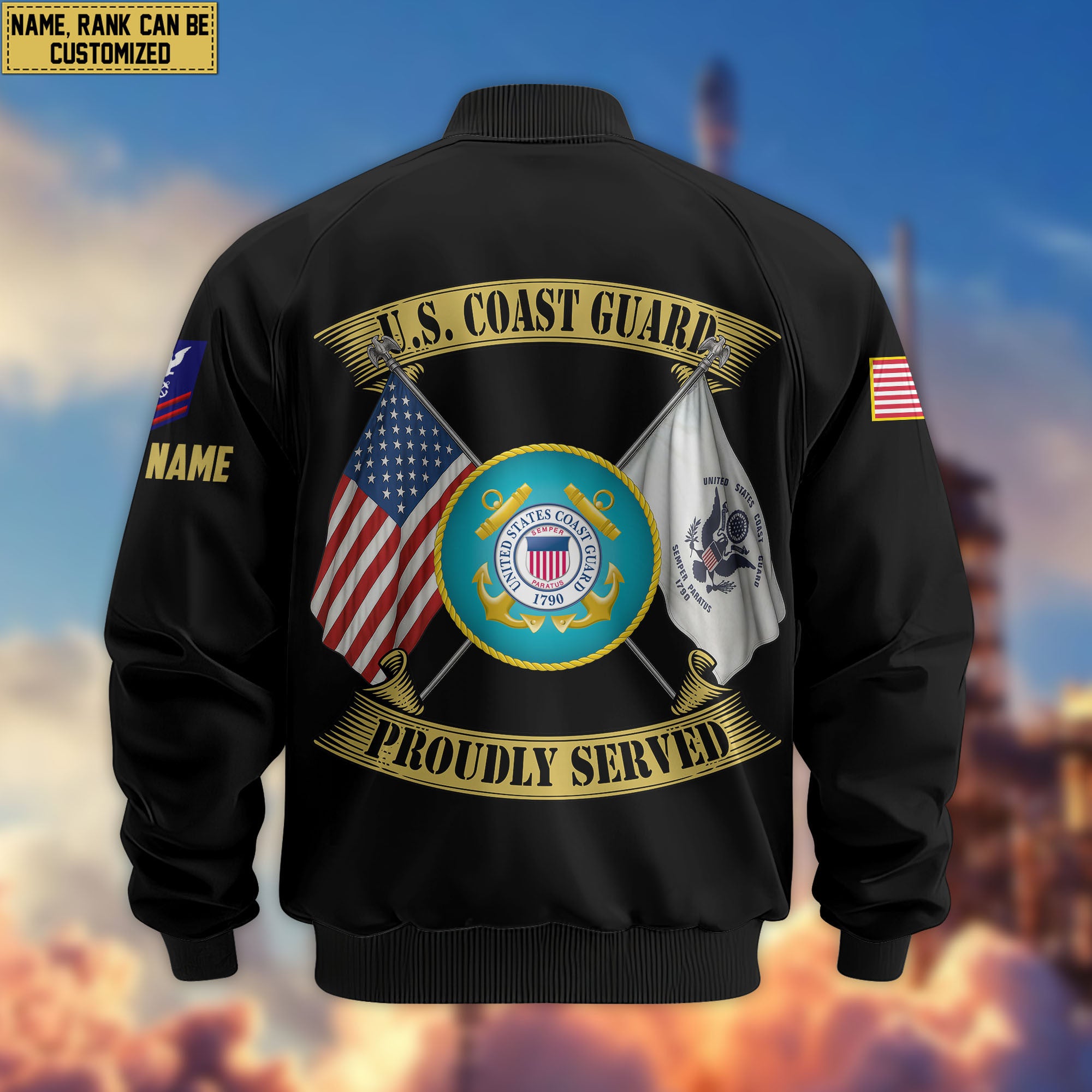 Premium Custom USCG Veteran Bomber Jacket VPVC804105, Gifts For Coast Guard Veteran, Gifts On Father's Day, Veterans Day.