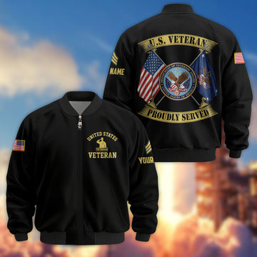 Premium Custom US Veteran Bomber Jacket VPVC804107, Gifts For US Veteran, Gifts On Father's Day, Veterans Day.