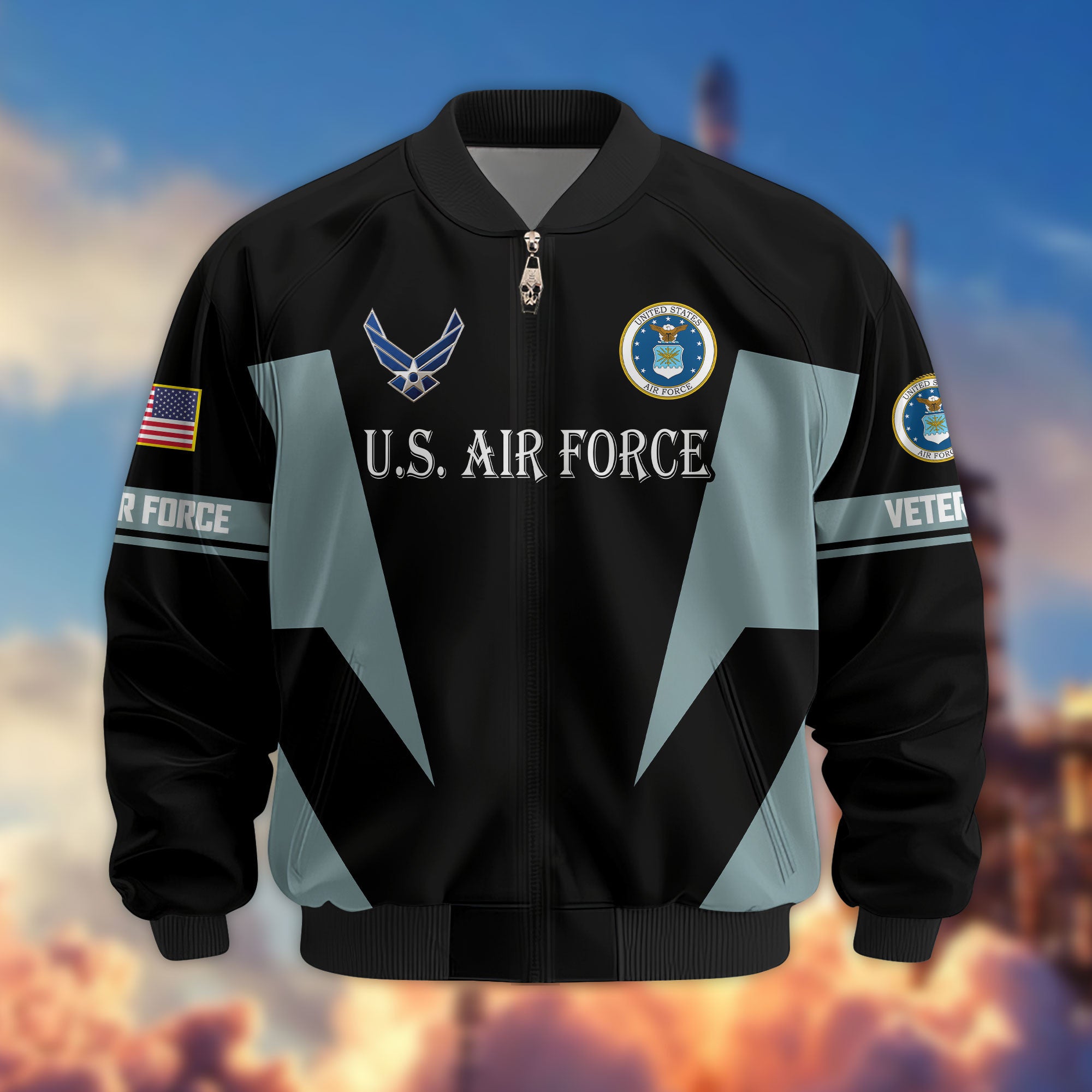 Premium US Veterans Bomber Jacket ATTN250821, Gifts For US Veterans, Gifts On Father's Day, Veterans Day.