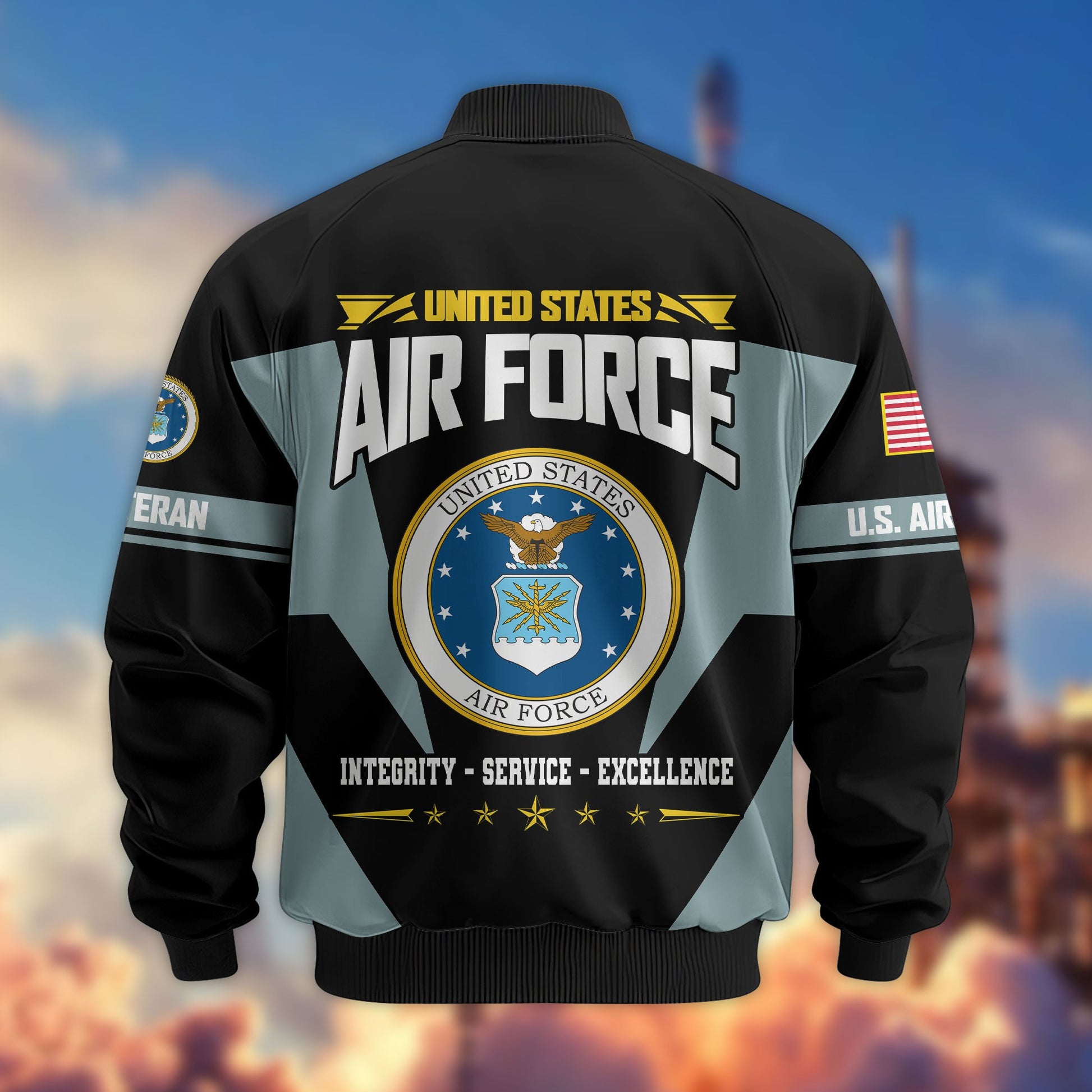 Premium US Veterans Bomber Jacket ATTN250821, Gifts For US Veterans, Gifts On Father's Day, Veterans Day.