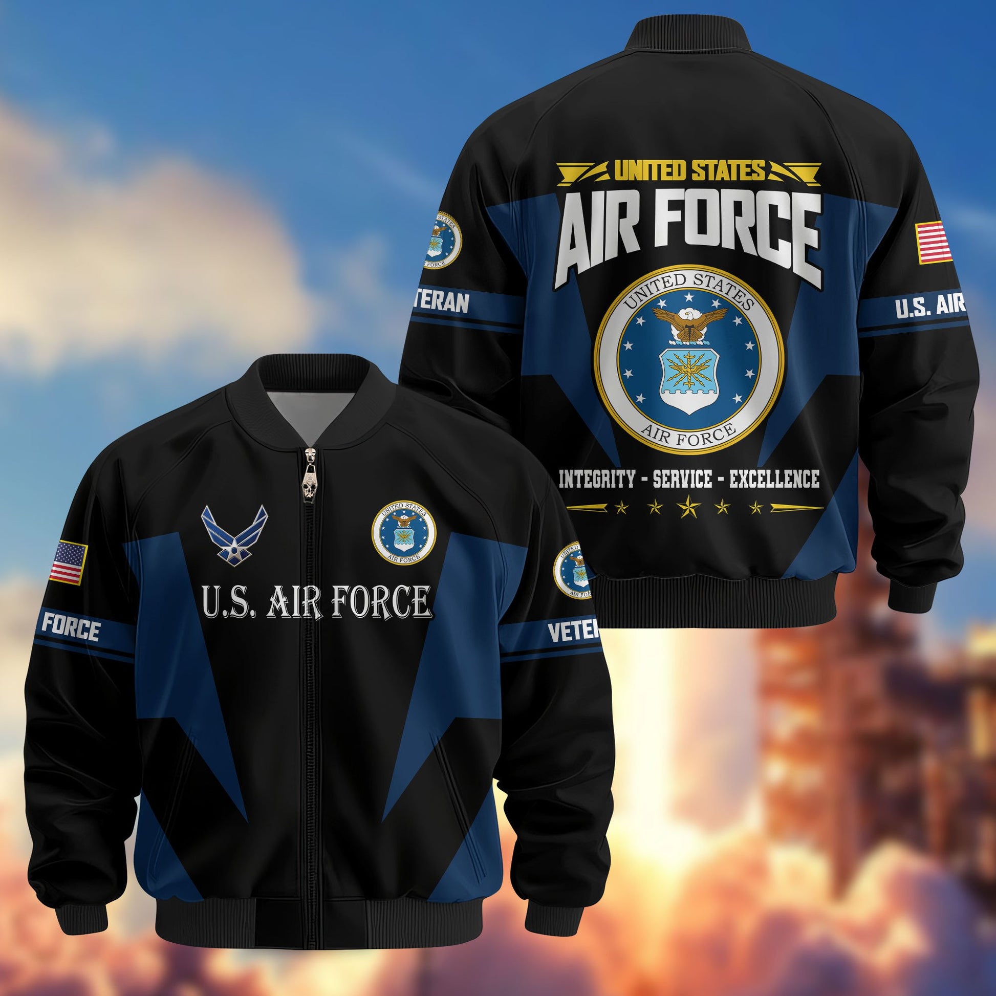 Premium US Veterans Bomber Jacket ATTN250821, Gifts For US Veterans, Gifts On Father's Day, Veterans Day.