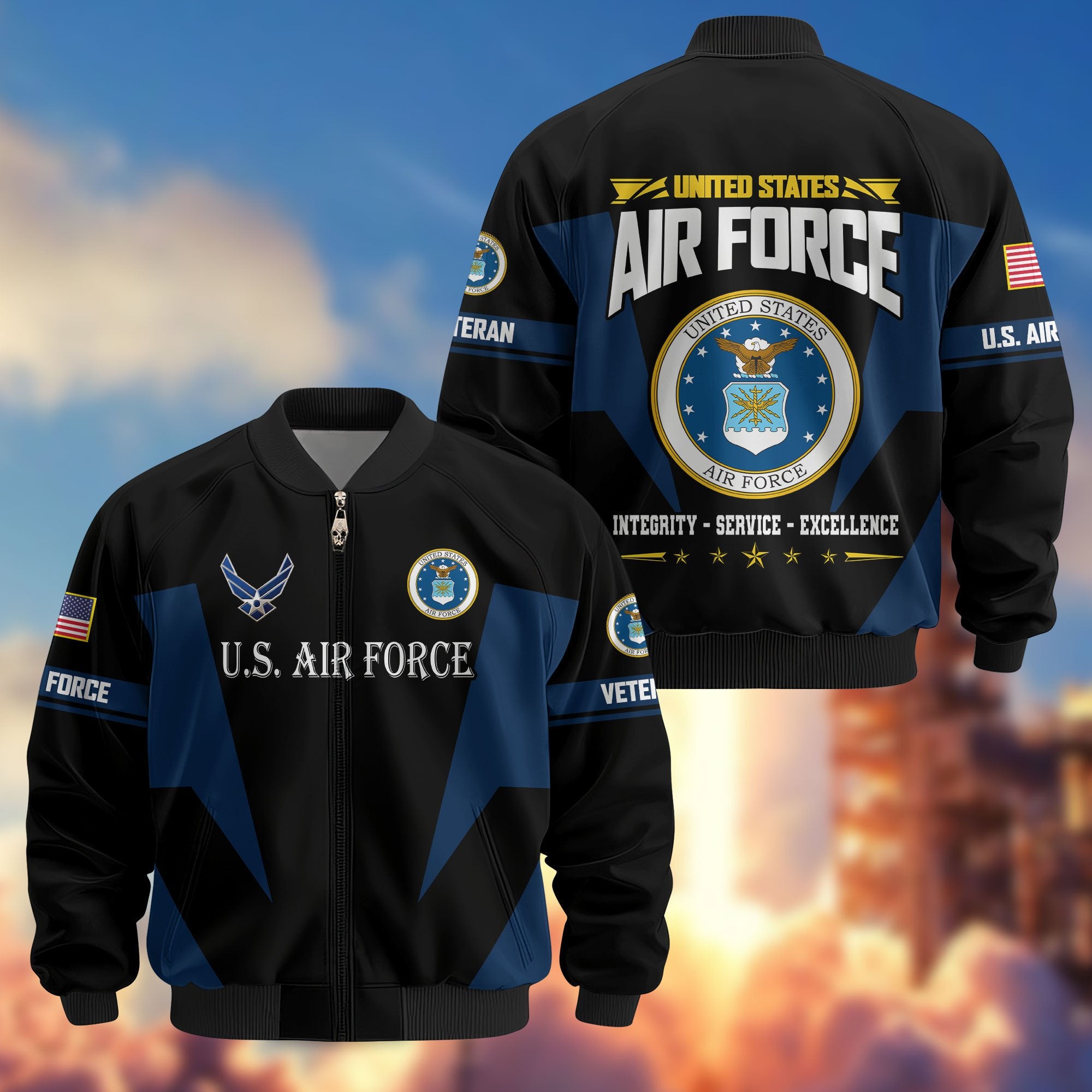 Premium US Veterans Bomber Jacket ATTN250821, Gifts For US Veterans, Gifts On Father's Day, Veterans Day.