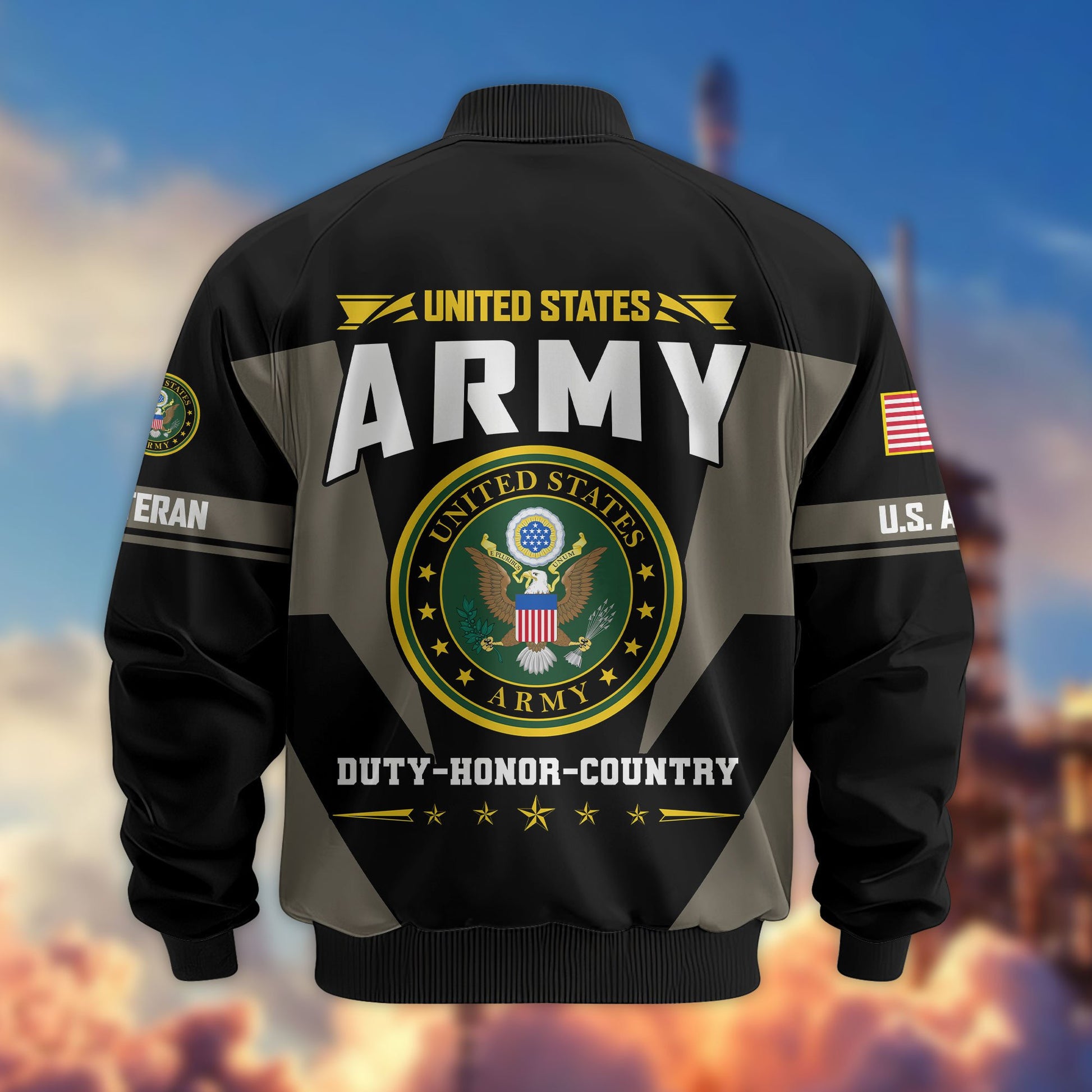 Premium US Veterans Bomber Jacket ATTN250821, Gifts For US Veterans, Gifts On Father's Day, Veterans Day.