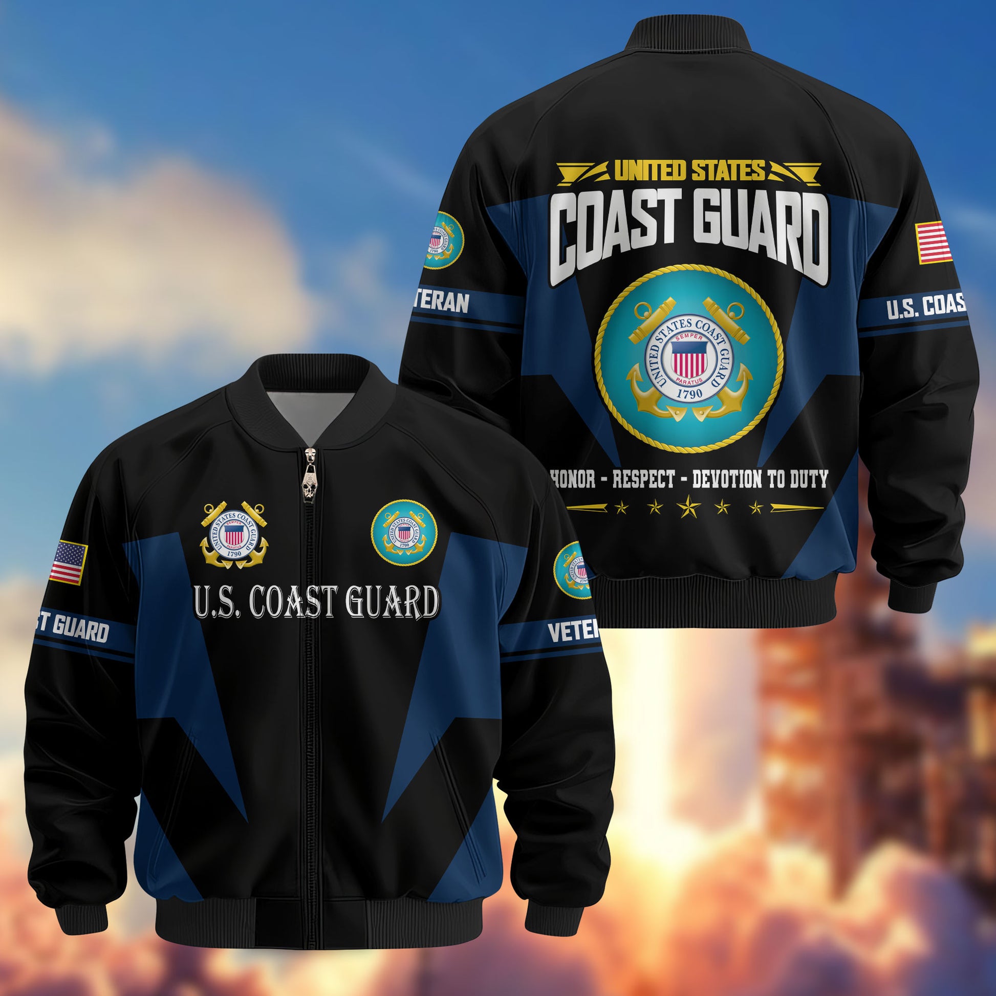Premium US Veterans Bomber Jacket ATTN250821, Gifts For US Veterans, Gifts On Father's Day, Veterans Day.