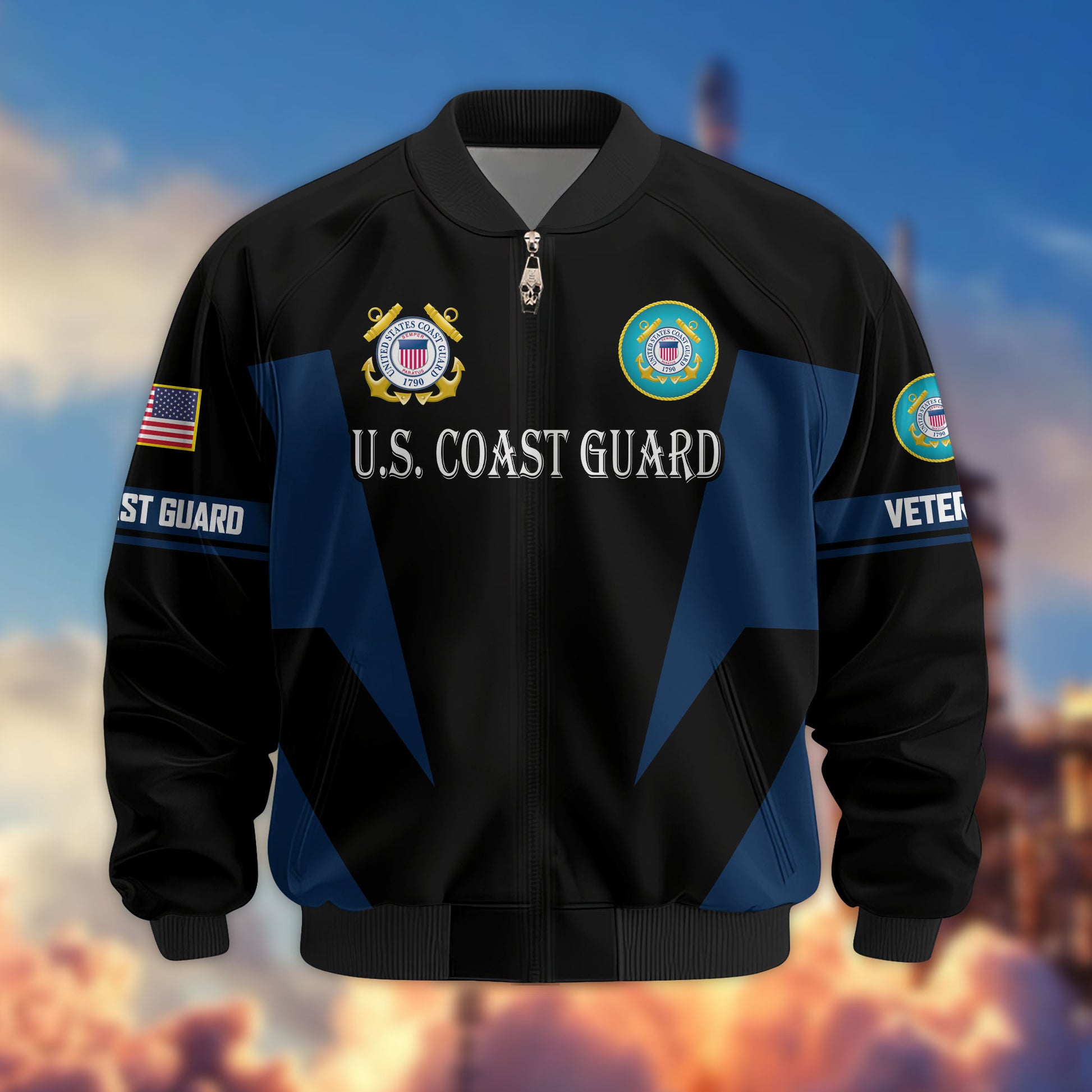 Premium US Veterans Bomber Jacket ATTN250821, Gifts For US Veterans, Gifts On Father's Day, Veterans Day.
