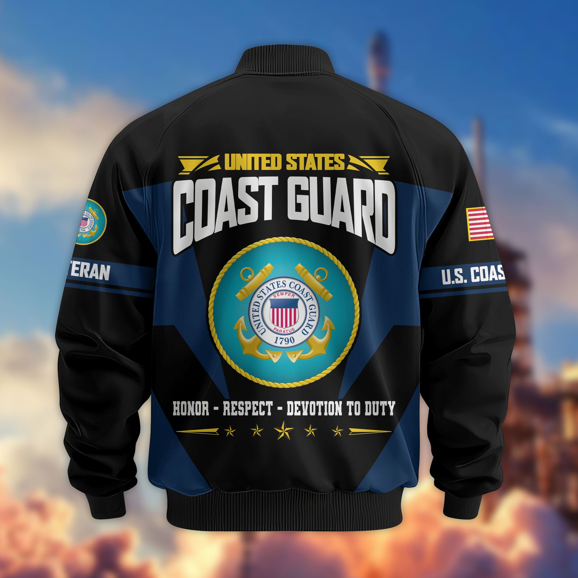 Premium US Veterans Bomber Jacket ATTN250821, Gifts For US Veterans, Gifts On Father's Day, Veterans Day.