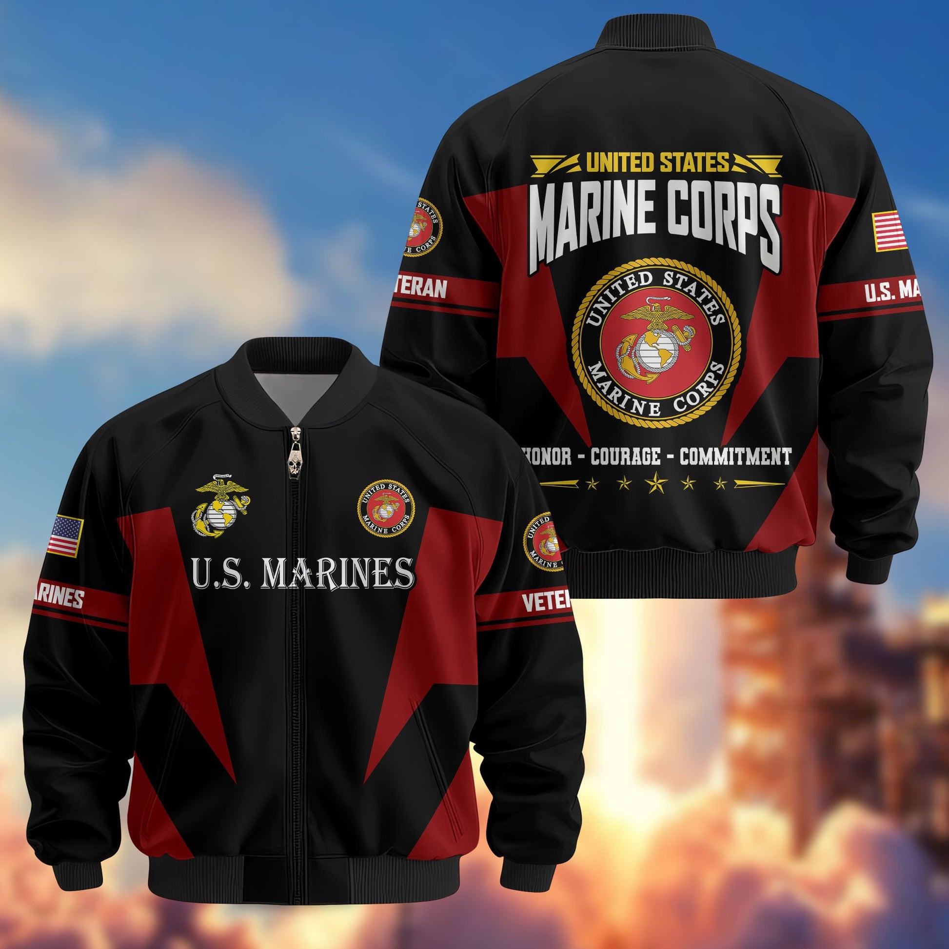 Premium US Veterans Bomber Jacket ATTN250821, Gifts For US Veterans, Gifts On Father's Day, Veterans Day.