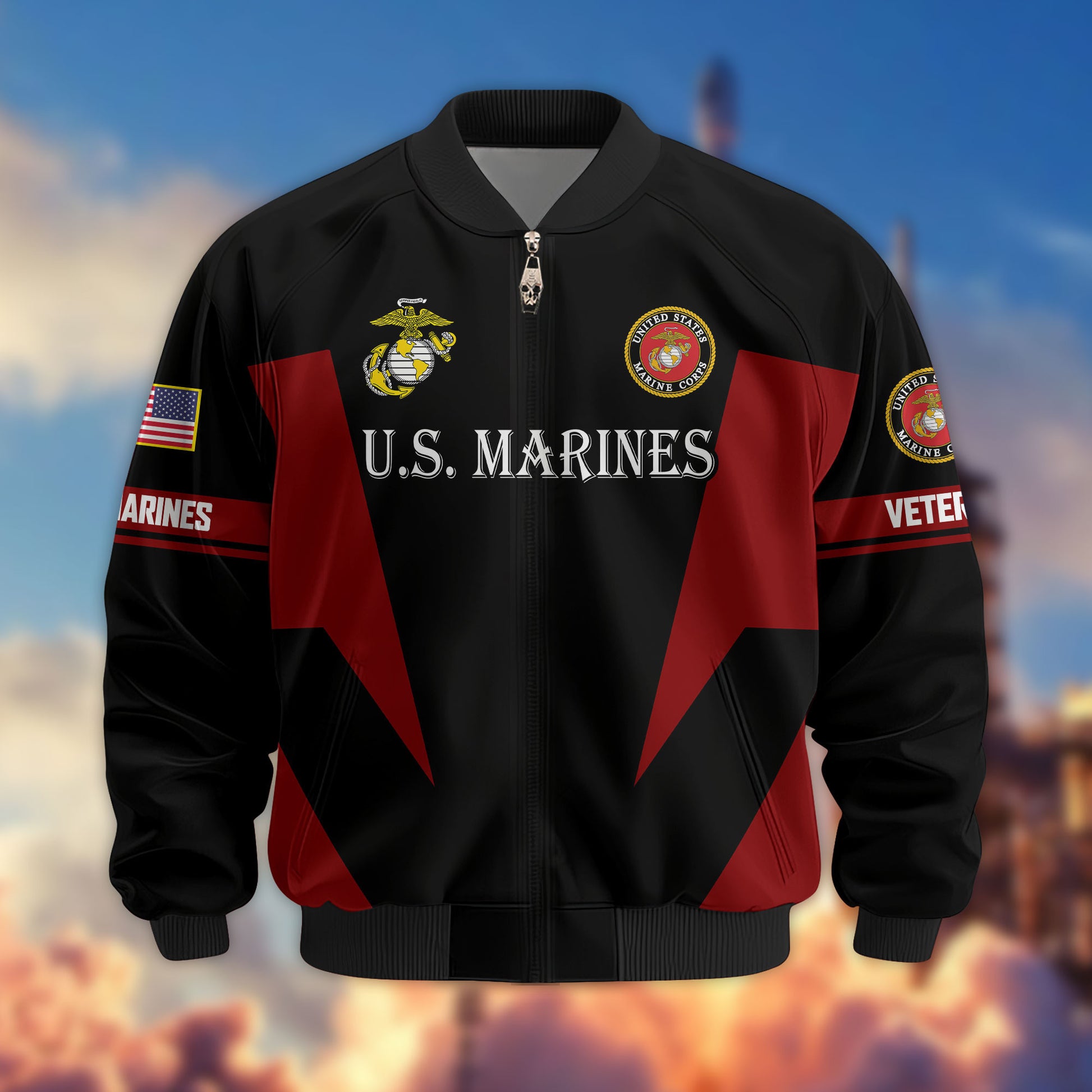 Premium US Veterans Bomber Jacket ATTN250821, Gifts For US Veterans, Gifts On Father's Day, Veterans Day.