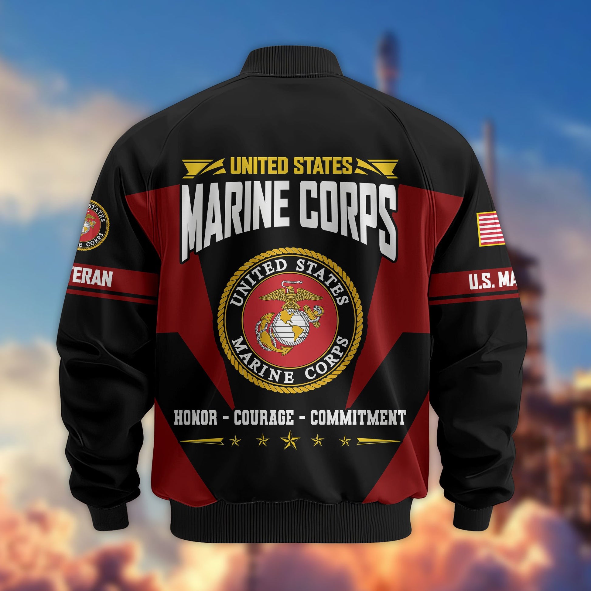 Premium US Veterans Bomber Jacket ATTN250821, Gifts For US Veterans, Gifts On Father's Day, Veterans Day.