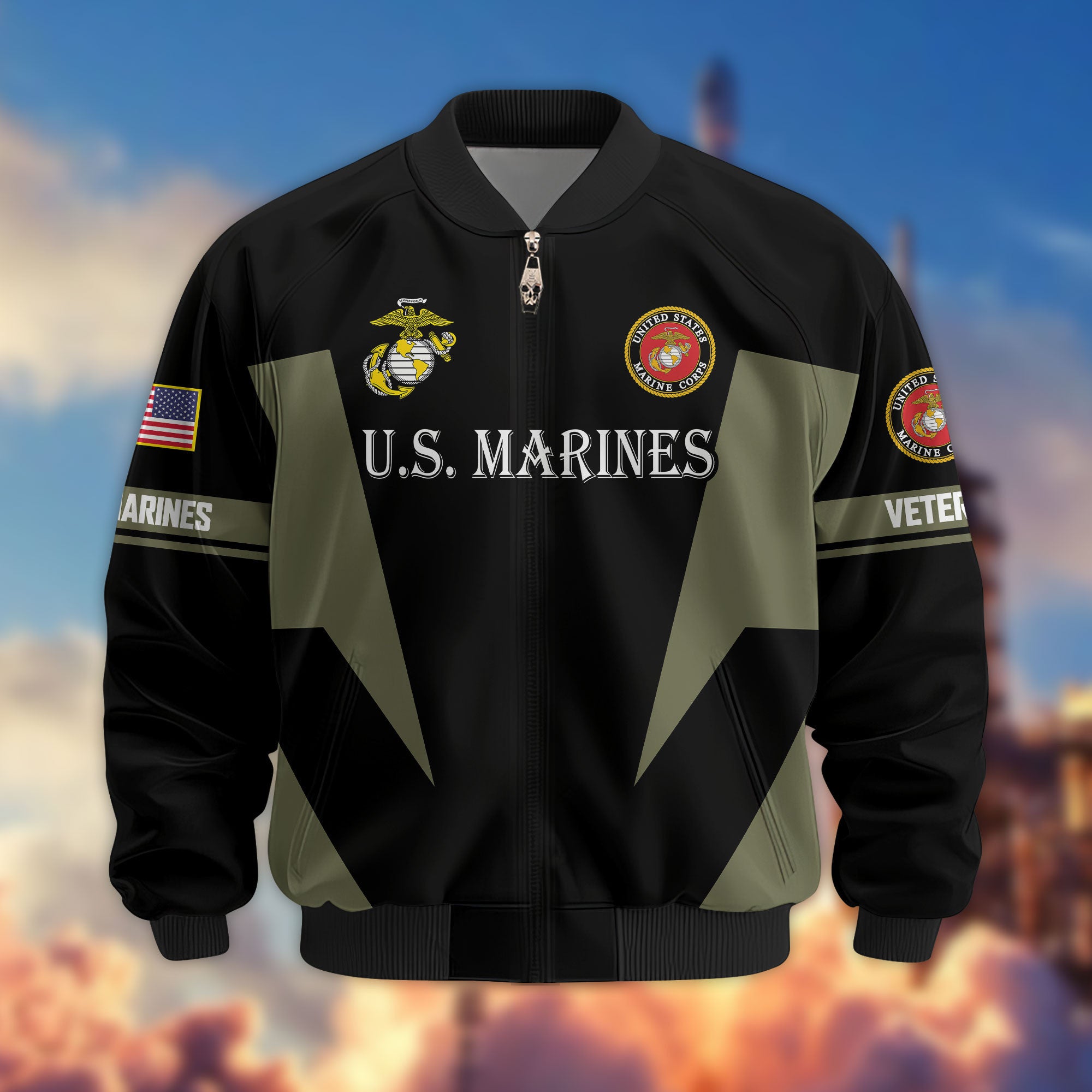 Premium US Veterans Bomber Jacket ATTN250821, Gifts For US Veterans, Gifts On Father's Day, Veterans Day.