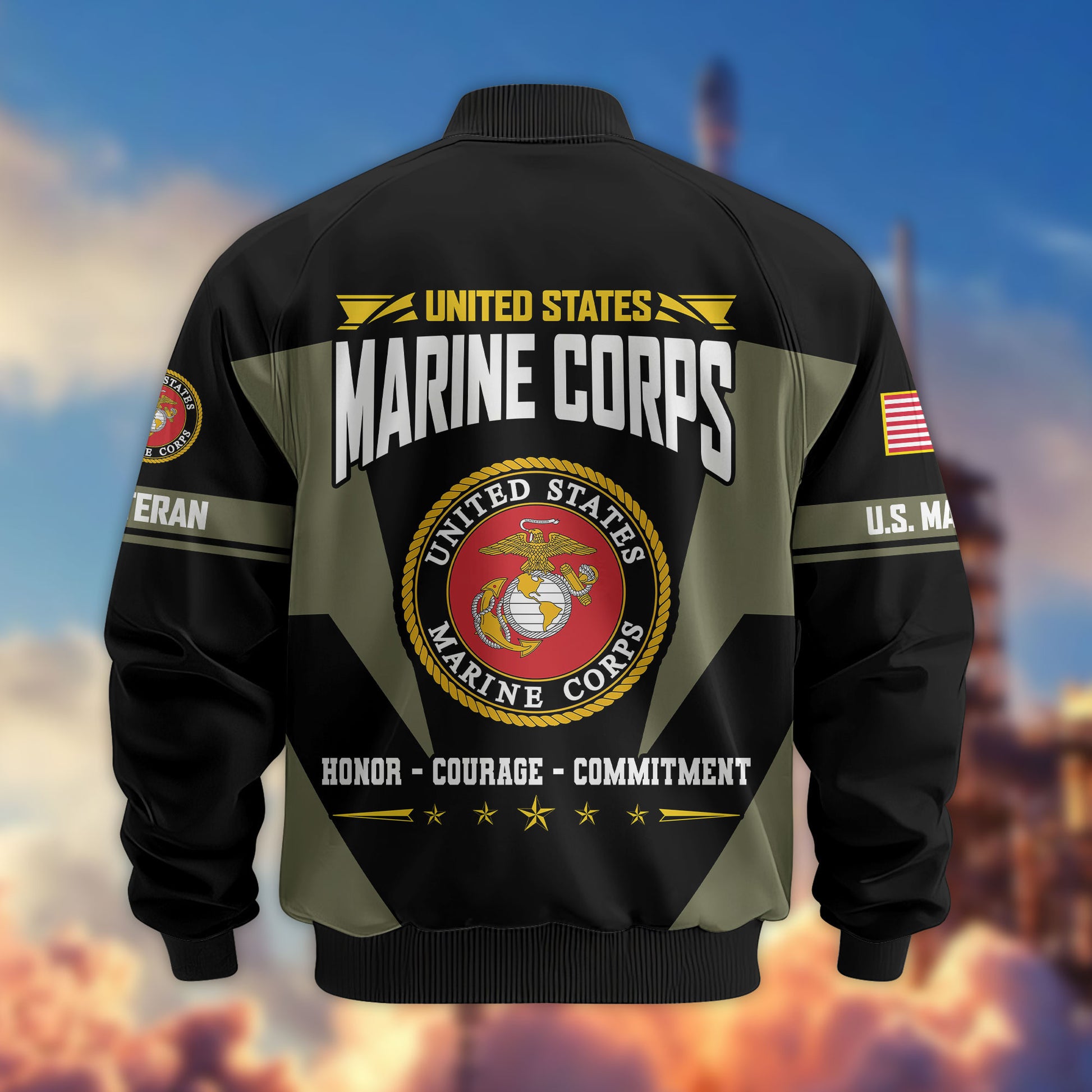 Premium US Veterans Bomber Jacket ATTN250821, Gifts For US Veterans, Gifts On Father's Day, Veterans Day.