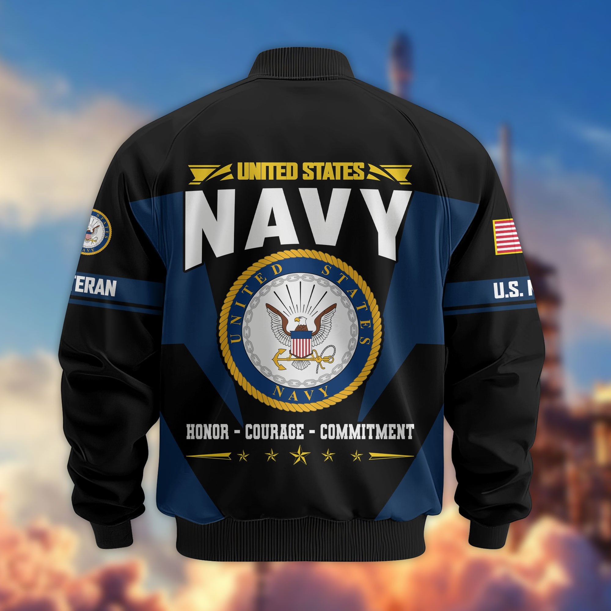 Premium US Veterans Bomber Jacket ATTN250821, Gifts For US Veterans, Gifts On Father's Day, Veterans Day.