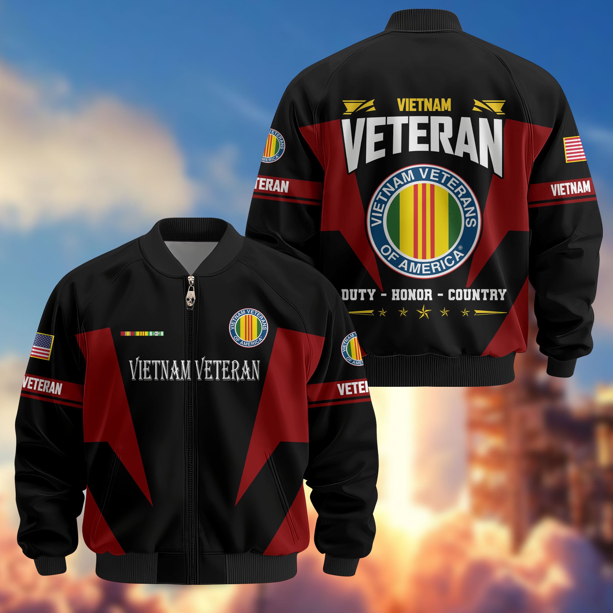 Premium US Veterans Bomber Jacket ATTN250821, Gifts For US Veterans, Gifts On Father's Day, Veterans Day.
